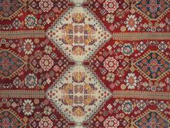 Antique Indian Agra Carpet, Indian Rugs, Oriental Rugs, Red, Gold, 5'10" x 9'8"