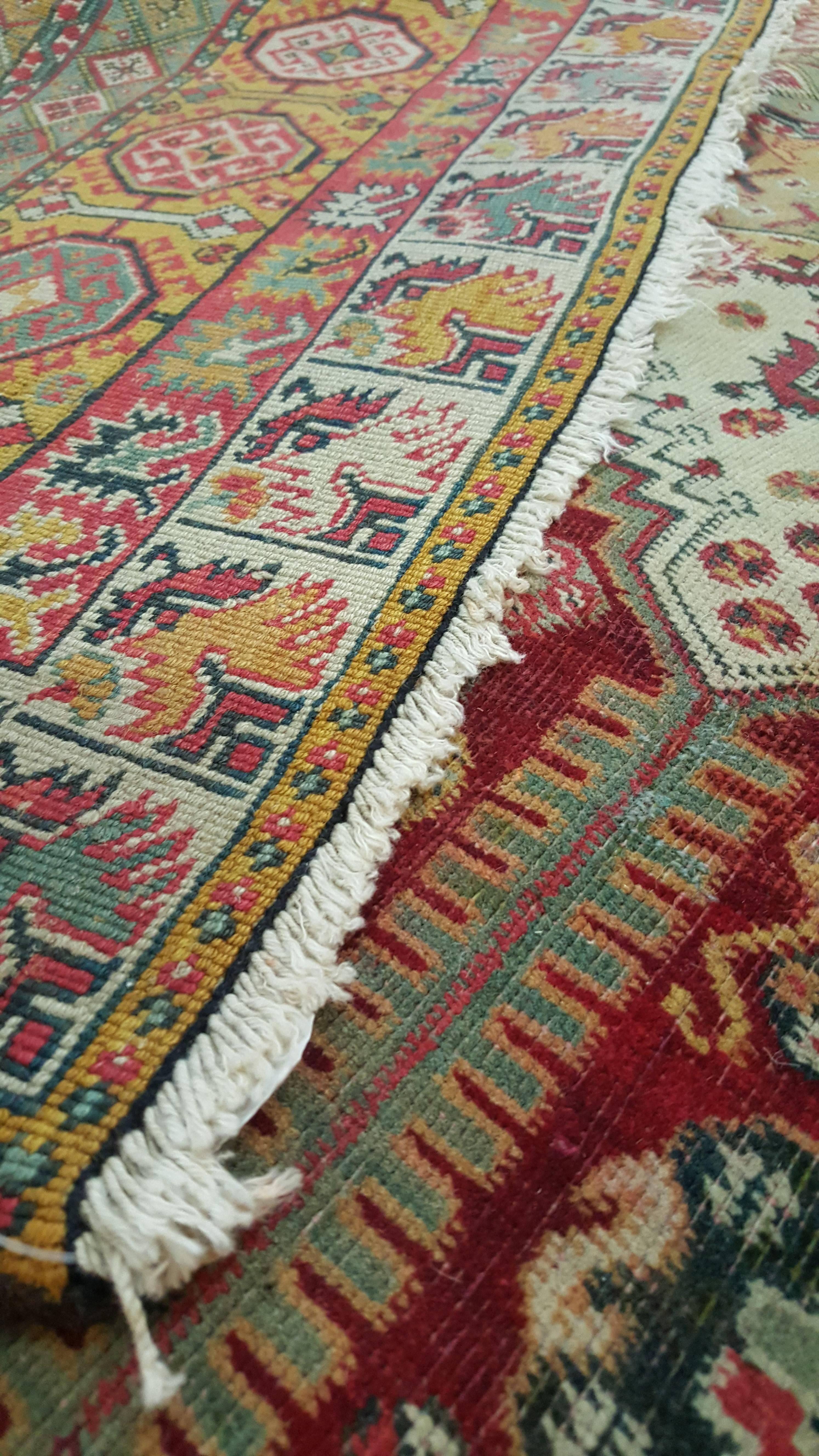 Wool Antique Indian Agra Carpet, Indian Rugs, Oriental Rugs, Red, Gold, 5'10