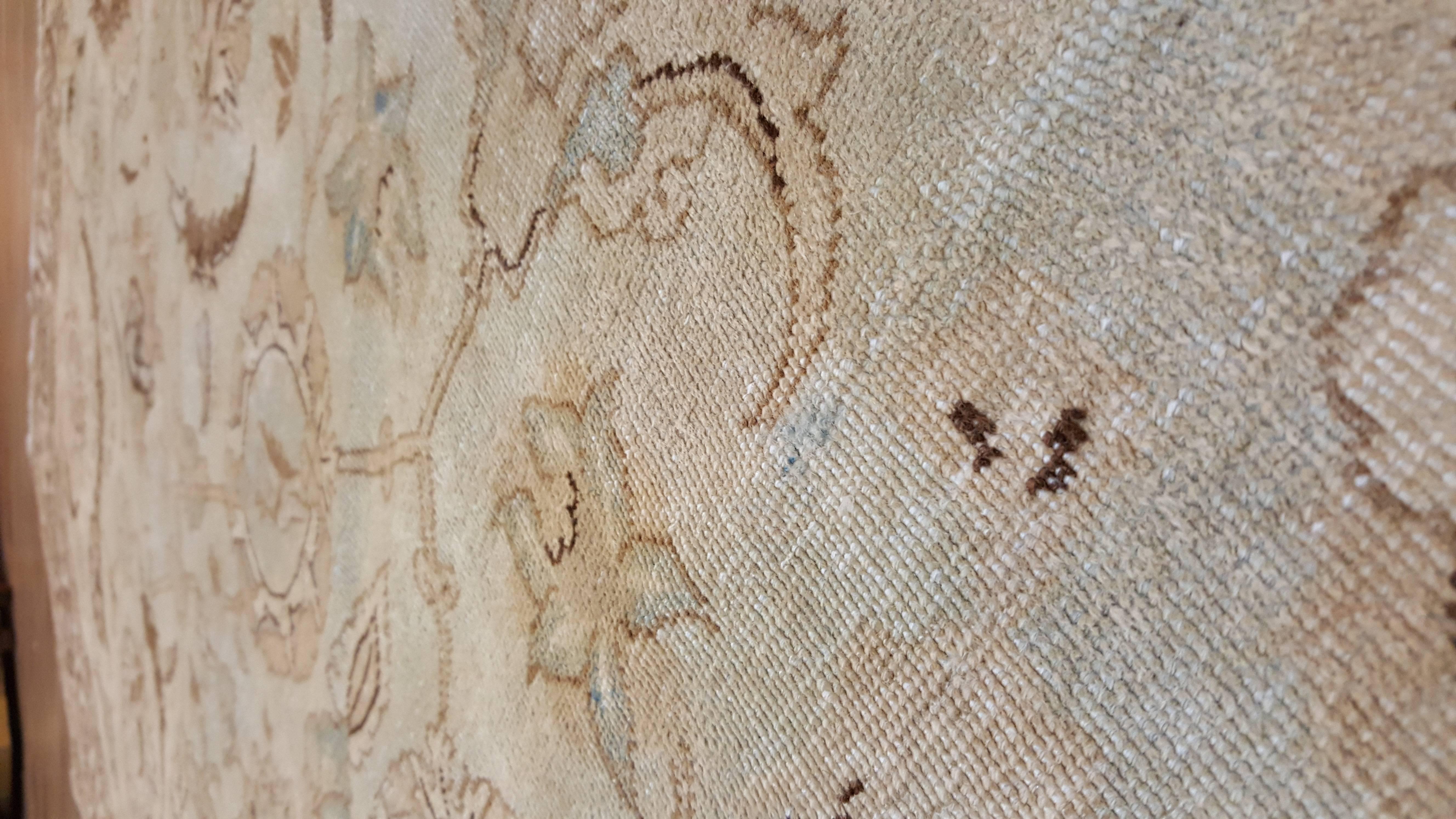 Hand-Knotted Antique Tabriz Carpet, Fine Handmade Oriental Rug, Pale Blue, Taupe, Brown