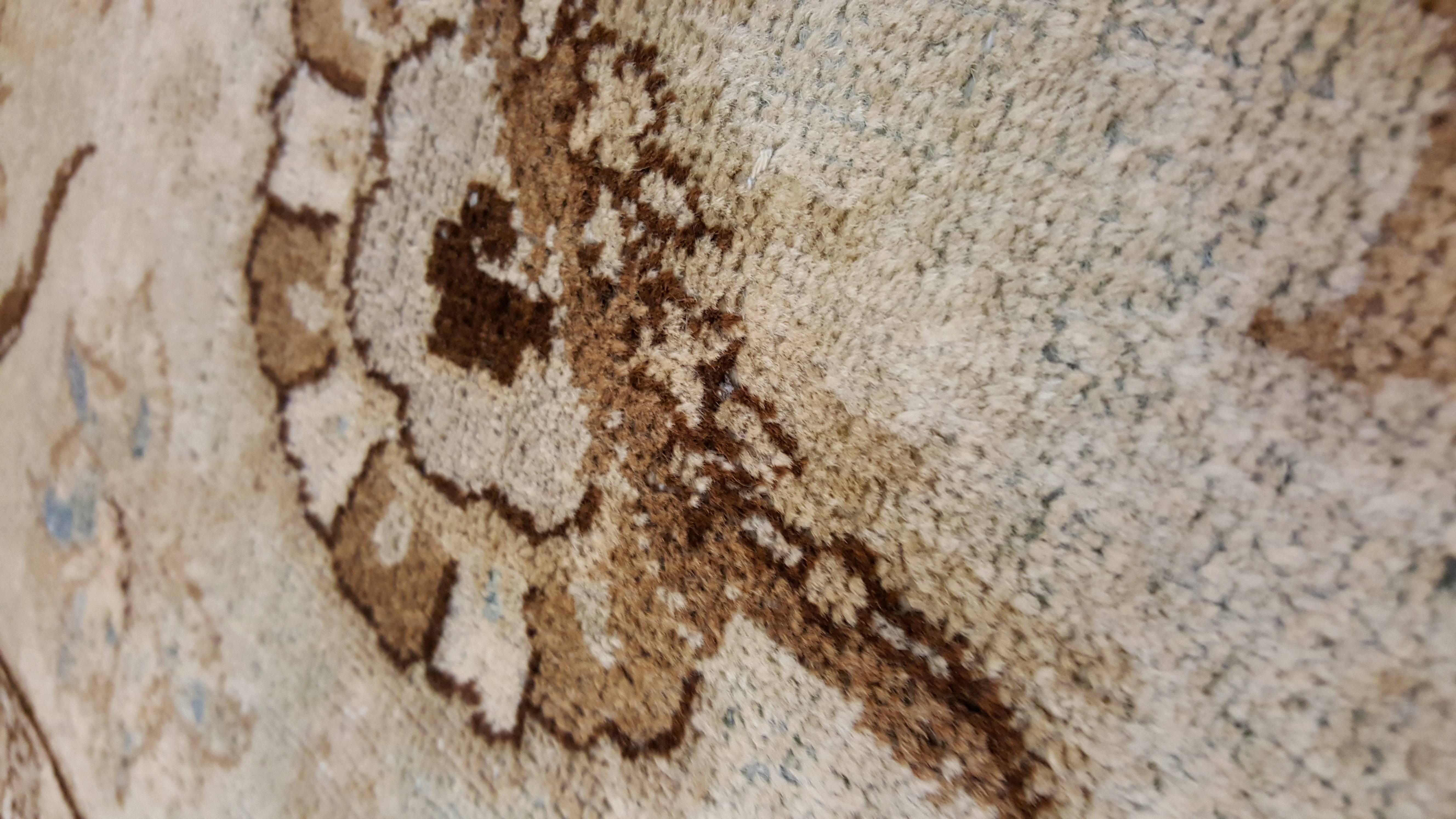 Wool Antique Tabriz Carpet, Fine Handmade Oriental Rug, Pale Blue, Taupe, Brown