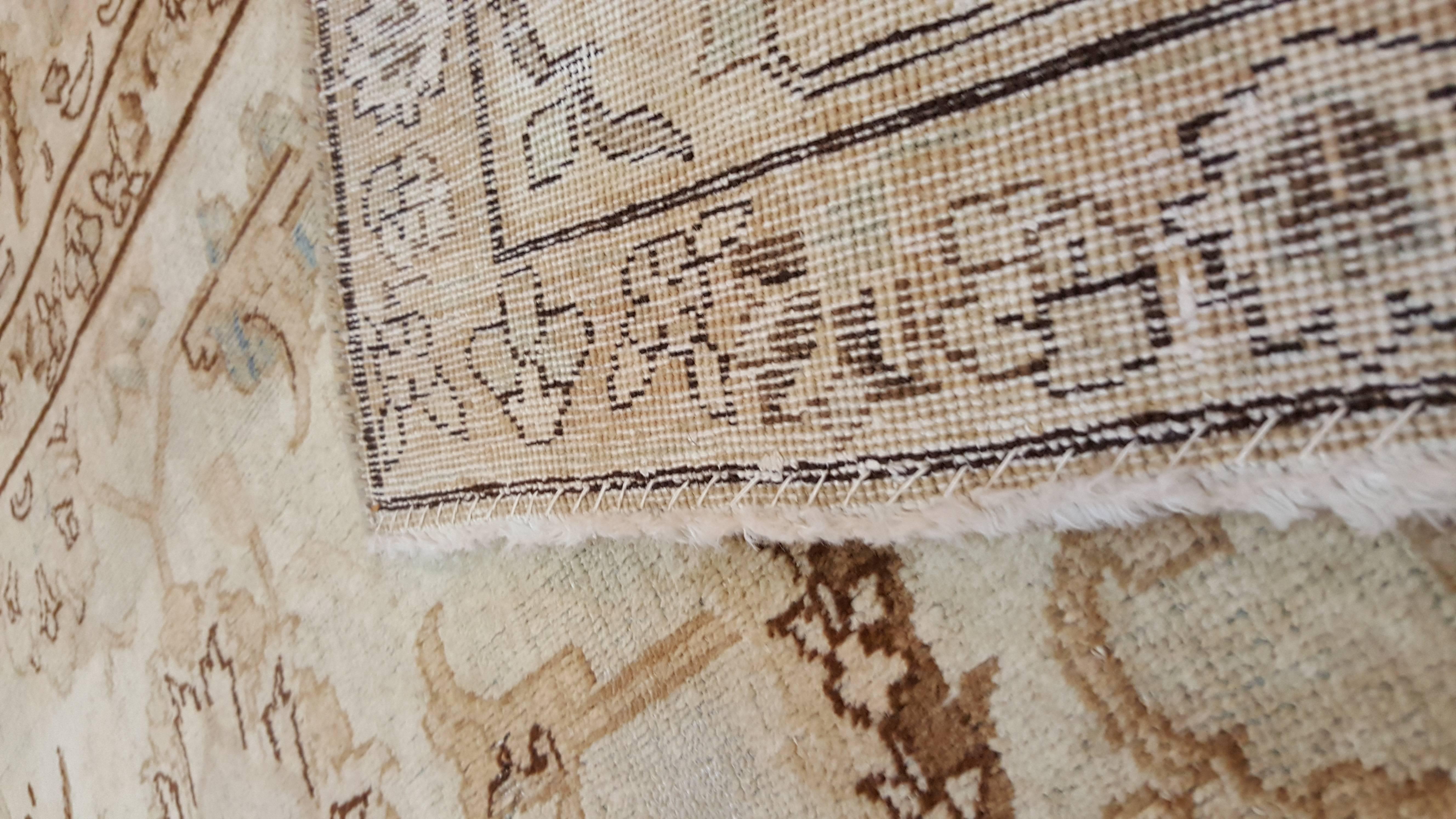 Antique Tabriz Carpet, Fine Handmade Oriental Rug, Pale Blue, Taupe, Brown 1