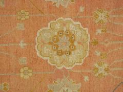 Antique Oushak Carpet, Handmade Oriental Rug, Pink Rug, Taupe, Cream Fine