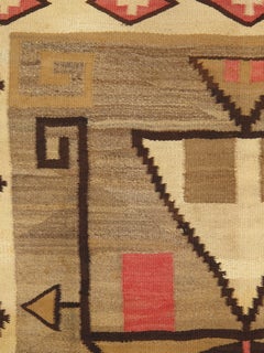 C. 1900 Navajo Rug Handspun Wool Geometric Cross & Arrow Design, Native American