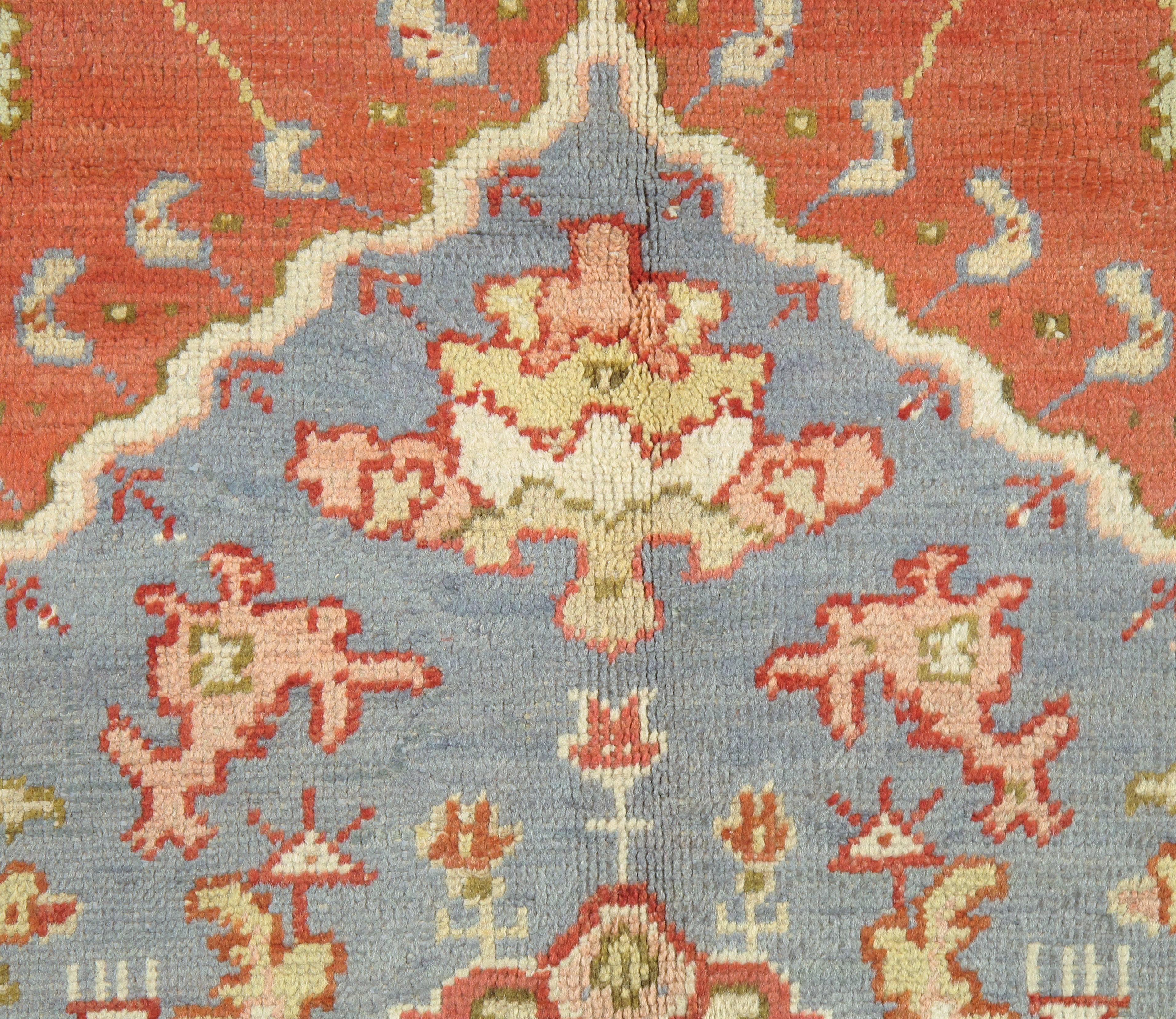 West Anatolia is one of the largest weaving regions in Turkey. Since the 15th century, Turkish rugs have always been on top of the list for having Fine Oriental rugs.
Oushak rugs such as this, are desirable in today’s highly decorative market. A