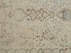 Vintage Silk Kaysari Rug, Turkish Rug, Handmade Oriental Rug, Taupe, Gray, Green