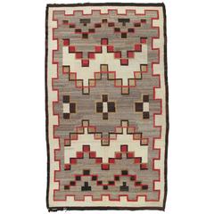 Antique Navajo Rug, Oriental Rug, Fine Handmade Wool Rug, Taupe, Ivory, Red Gray 10