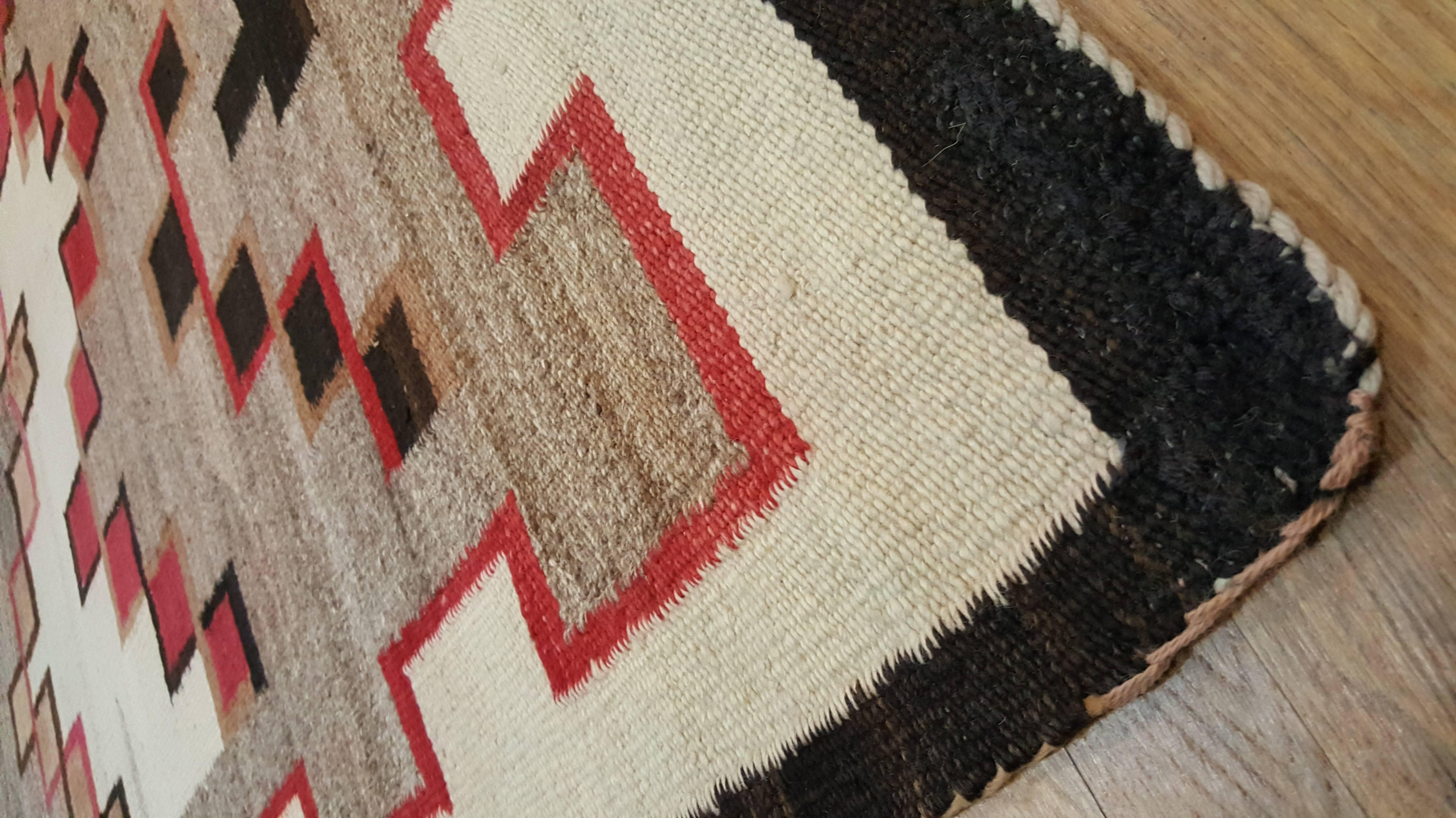 Hand-Knotted Antique Navajo Rug, Oriental Rug, Fine Handmade Wool Rug, Taupe, Ivory, Red Gray