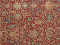 Antique Tabriz Carpet, Fine Oriental Rug, Hand Made, Red, Royal Blue Persian Rug
