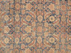 Antique Persian Mahal Oriental Rug, Carpet, Handmade Coral, Ivory, Light Blue