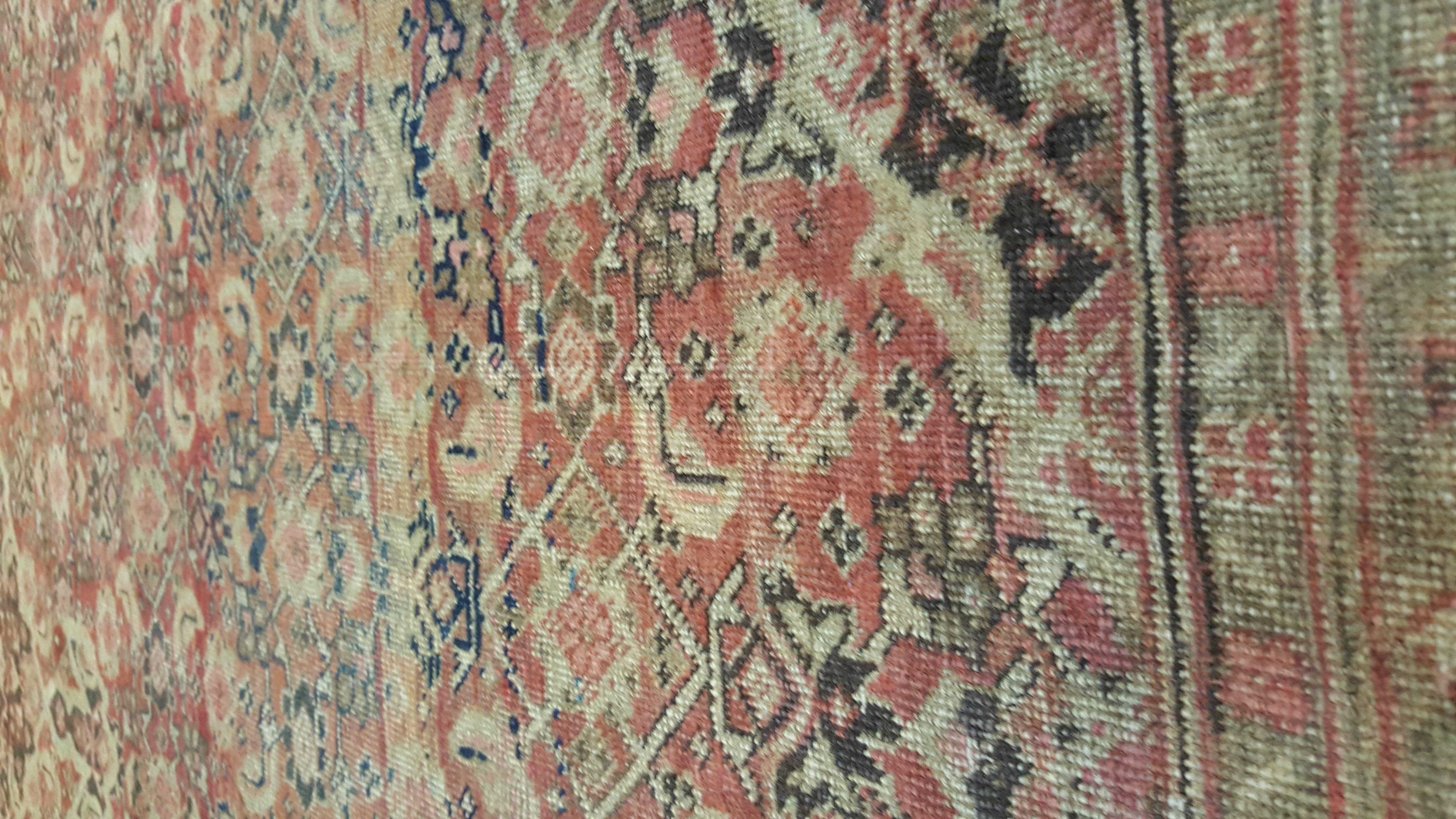19th Century Antique Tabriz Carpet, Persian Rug, Handmade Oriental, Terracotta, Brown, Beige For Sale