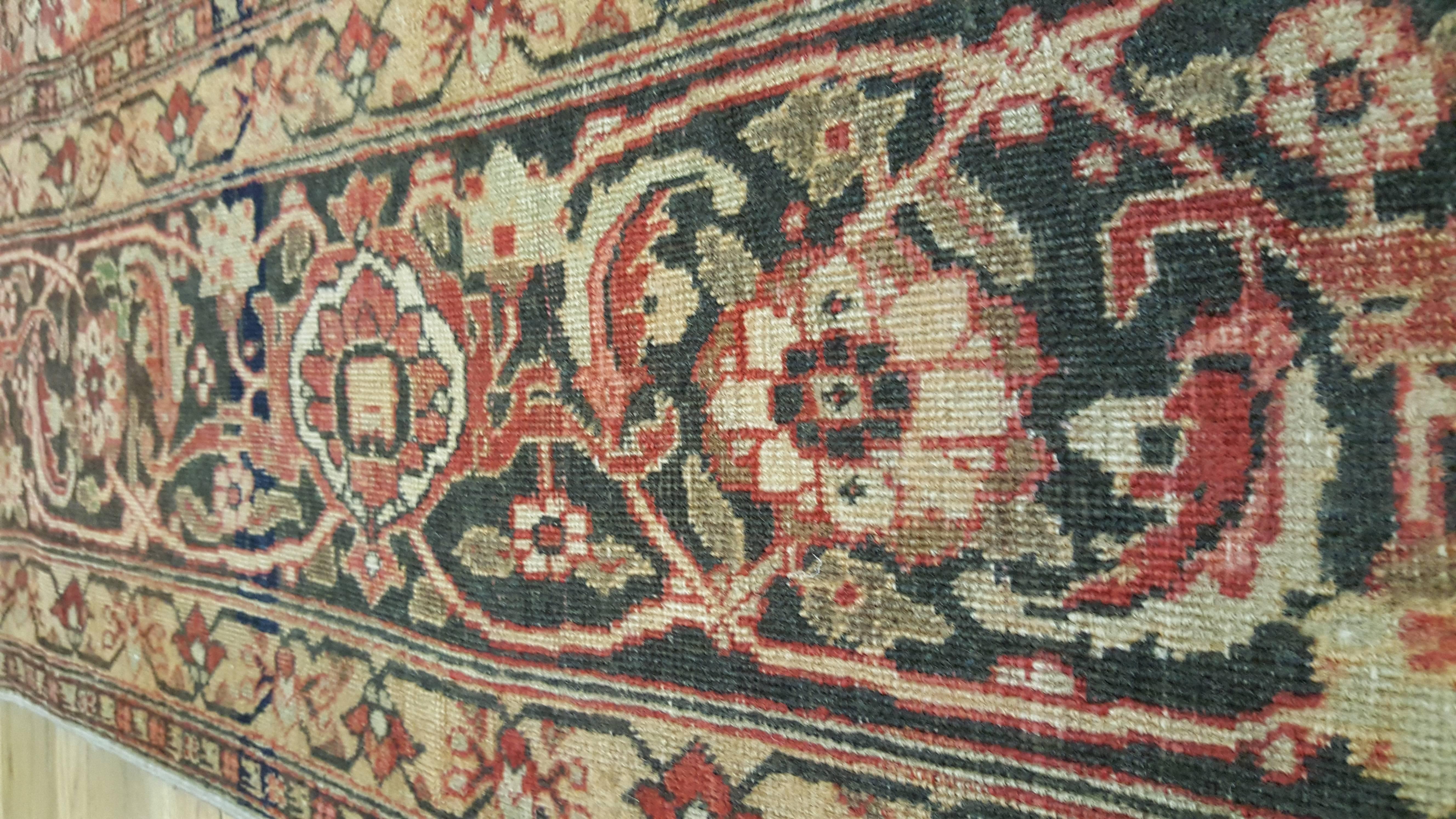 Antique Tabriz Carpet, Persian Rug, Handmade Oriental, Terracotta, Brown, Beige For Sale 1
