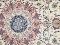 Persian Nain Carpet, Oriental Rugs, Handmade Ivory Rug, Sign HABIBIAN