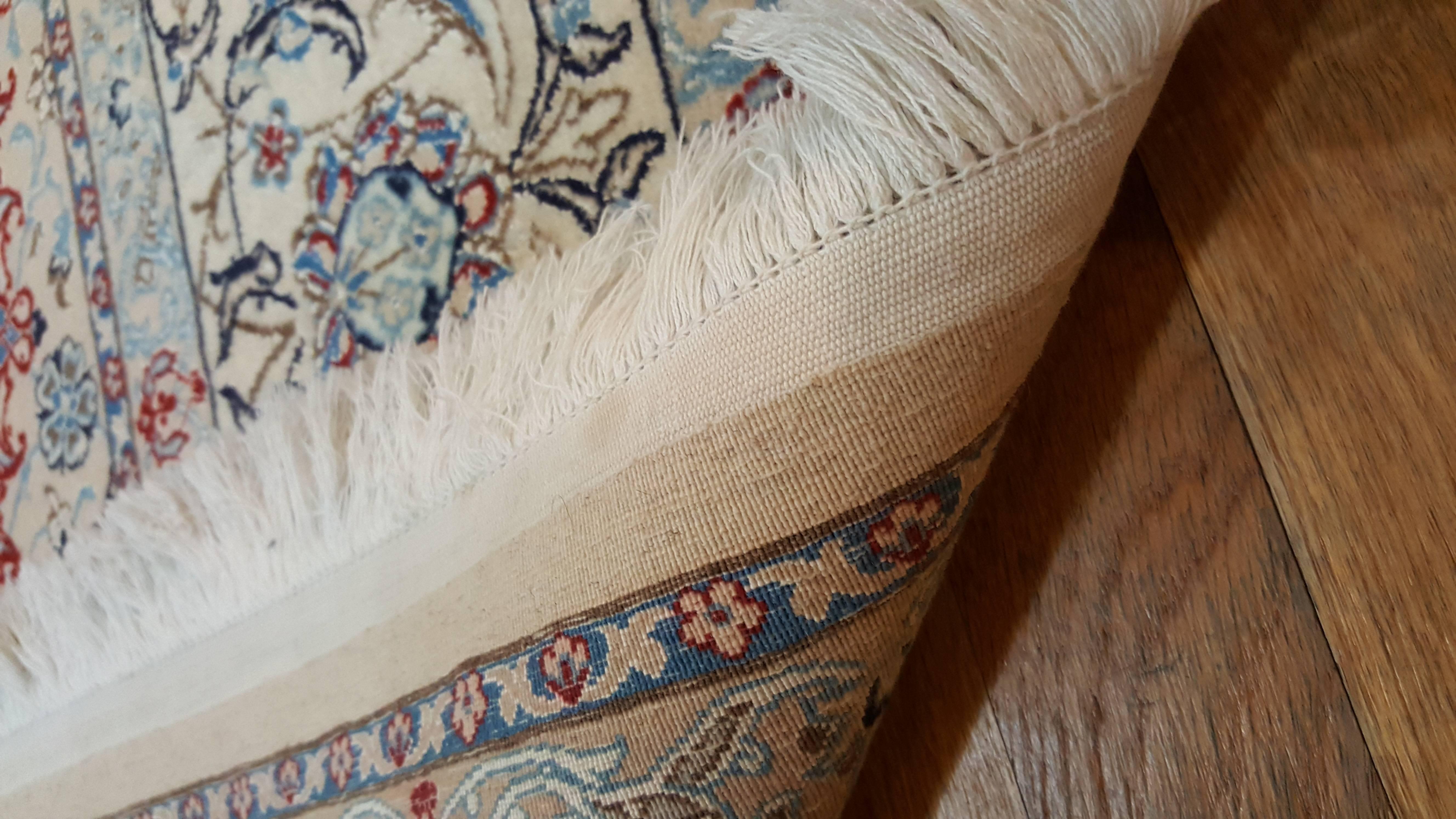 Persian Nain Carpet, Oriental Rugs, Handmade Ivory Rug, Sign HABIBIAN In Excellent Condition In Port Washington, NY