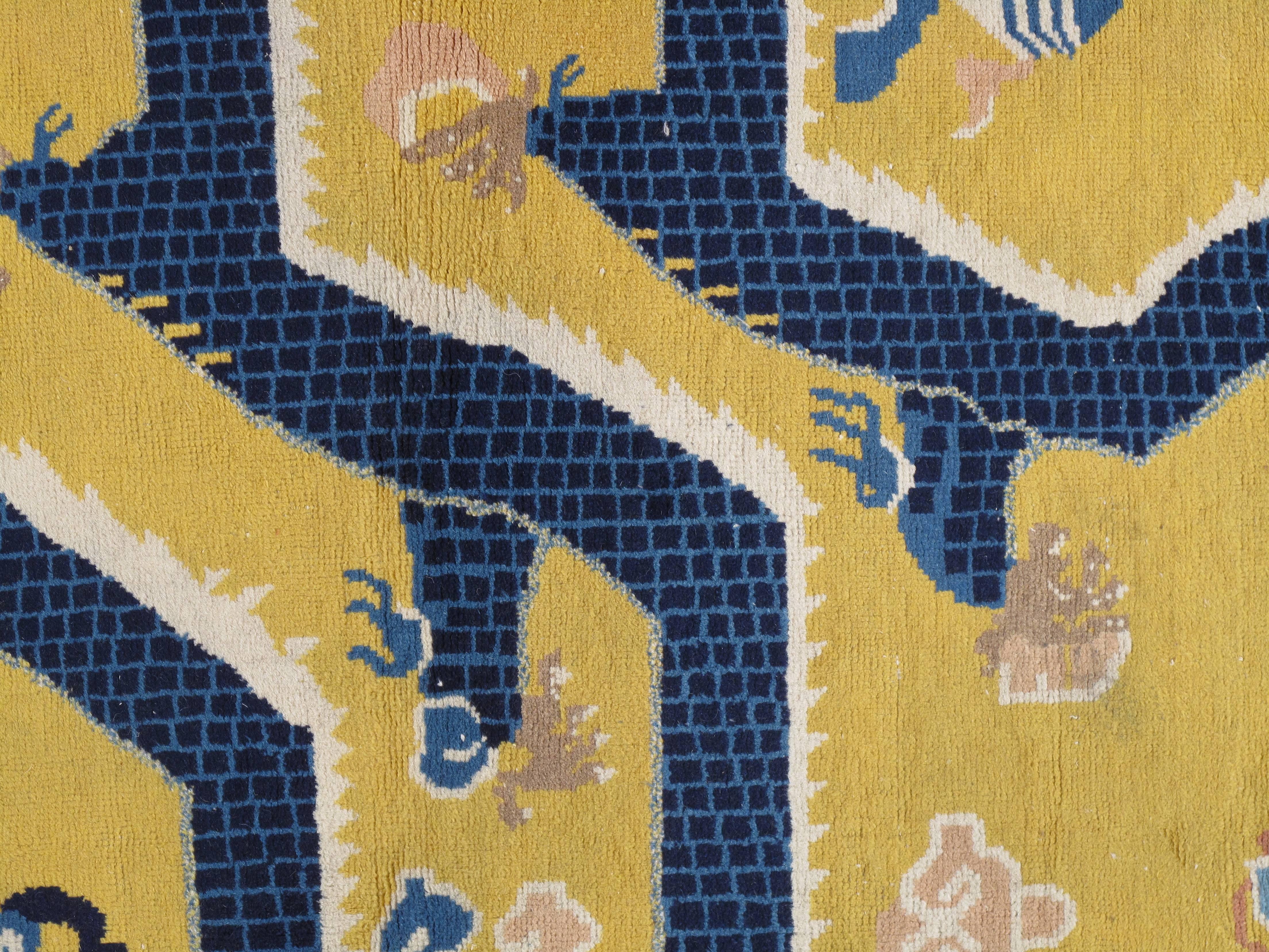 yellow and blue rug