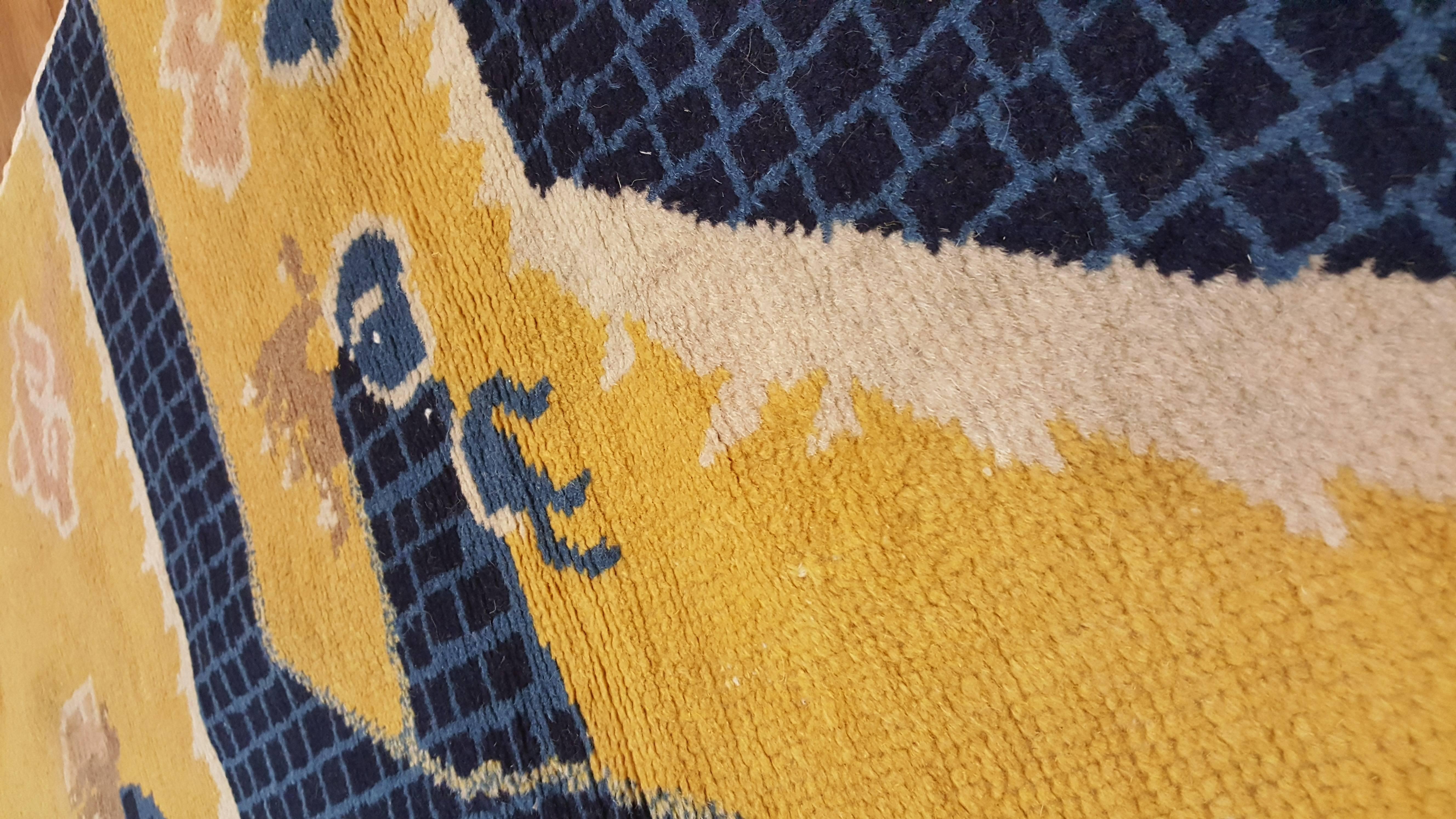 yellow and blue runner rug