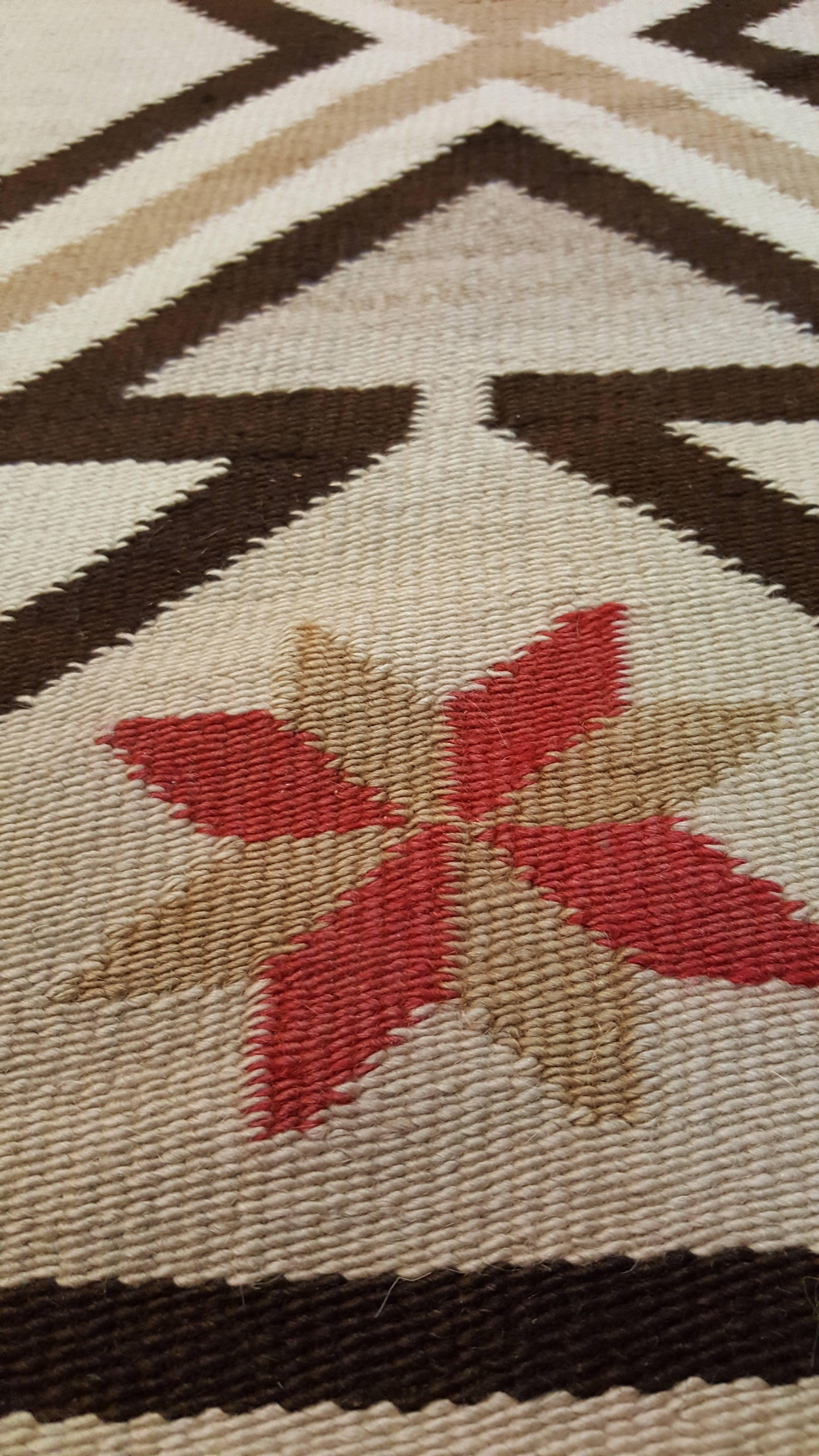 American Antique Navajo Rug, Wool Oriental Rug, Beige Handmade Rug