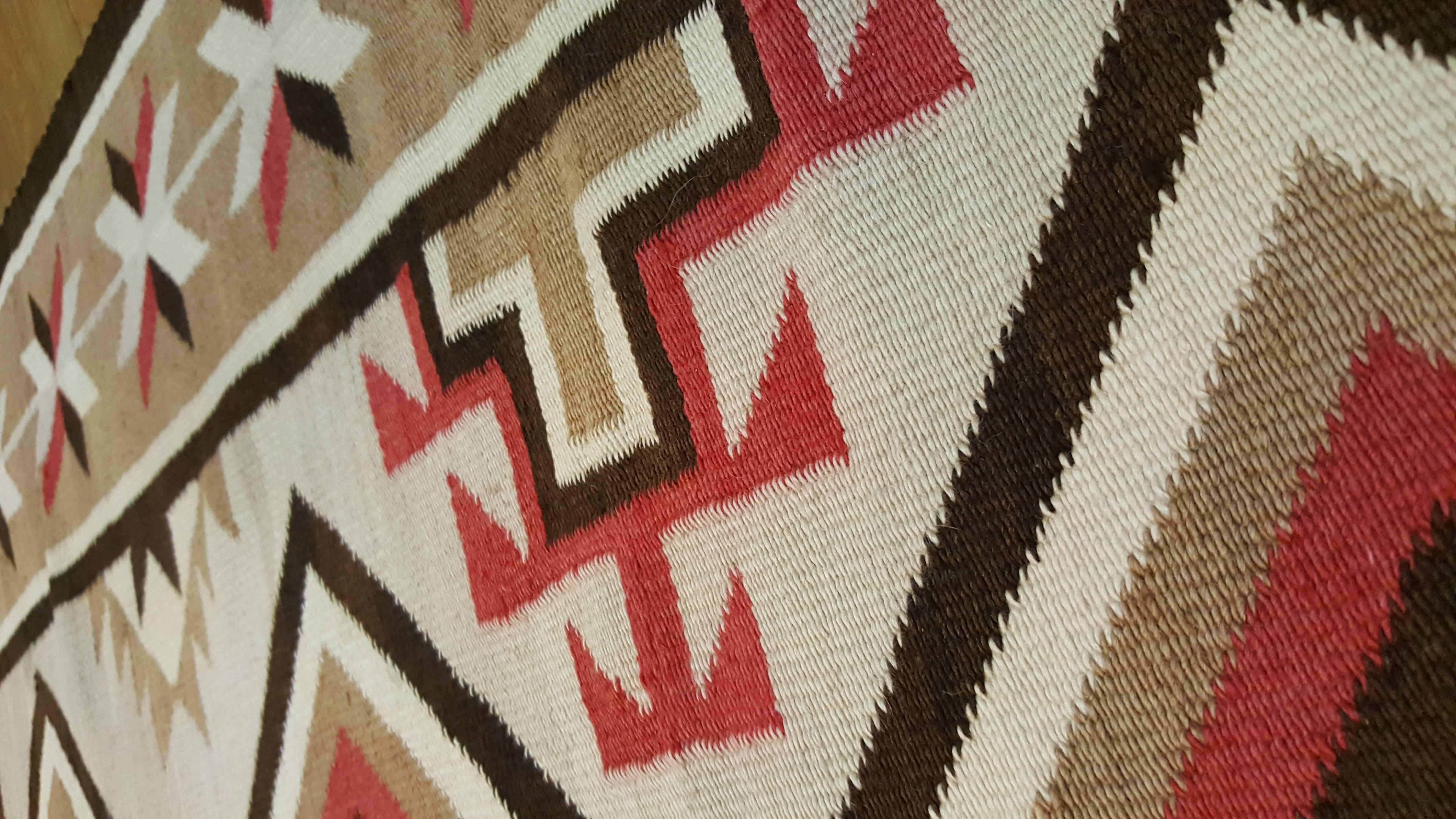 20th Century Antique Navajo Rug, Wool Oriental Rug, Beige Handmade Rug