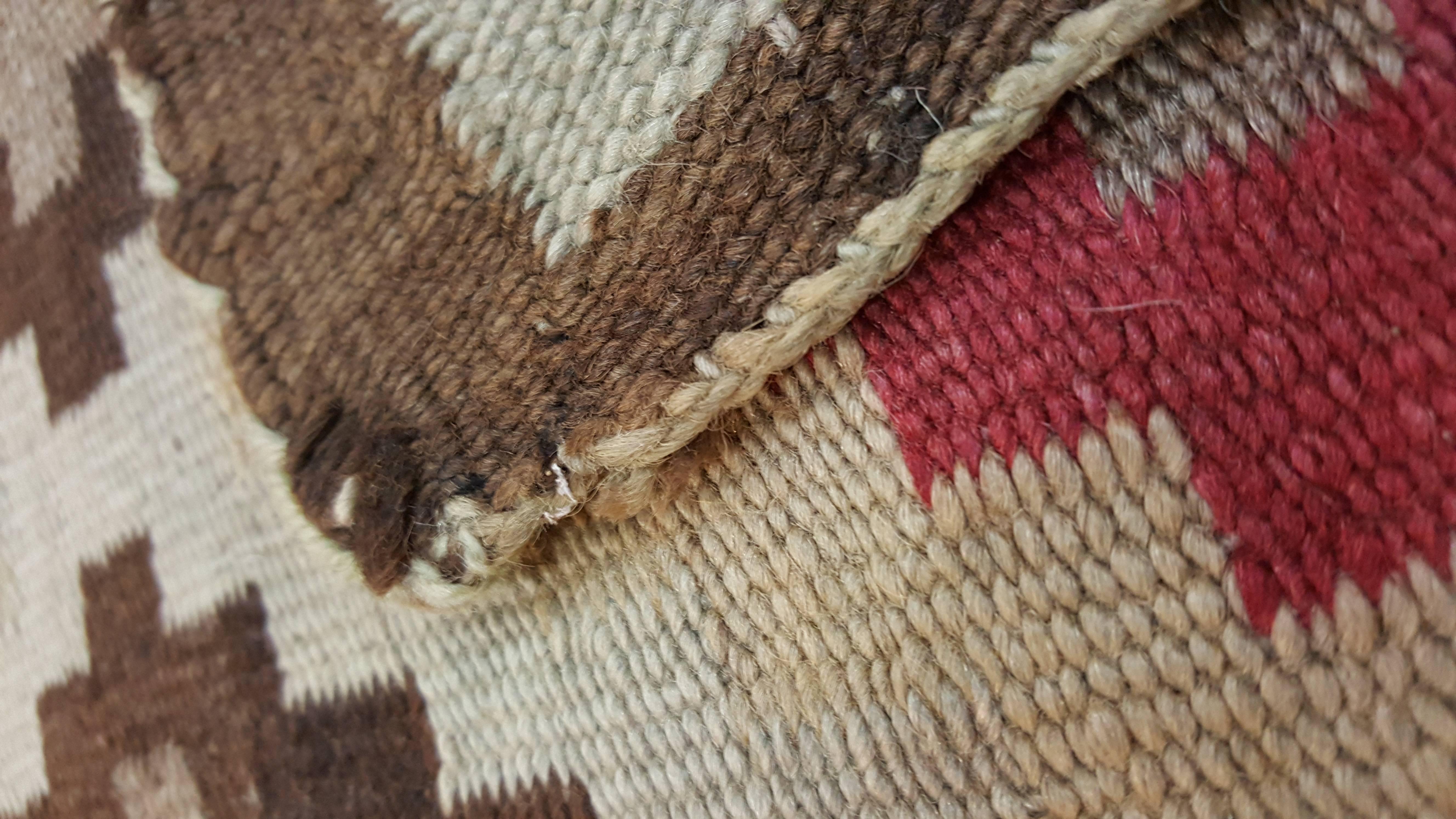 Hand-Knotted Antique Navajo Rug, Handmade Wool Oriental Rug, Beige and Brown