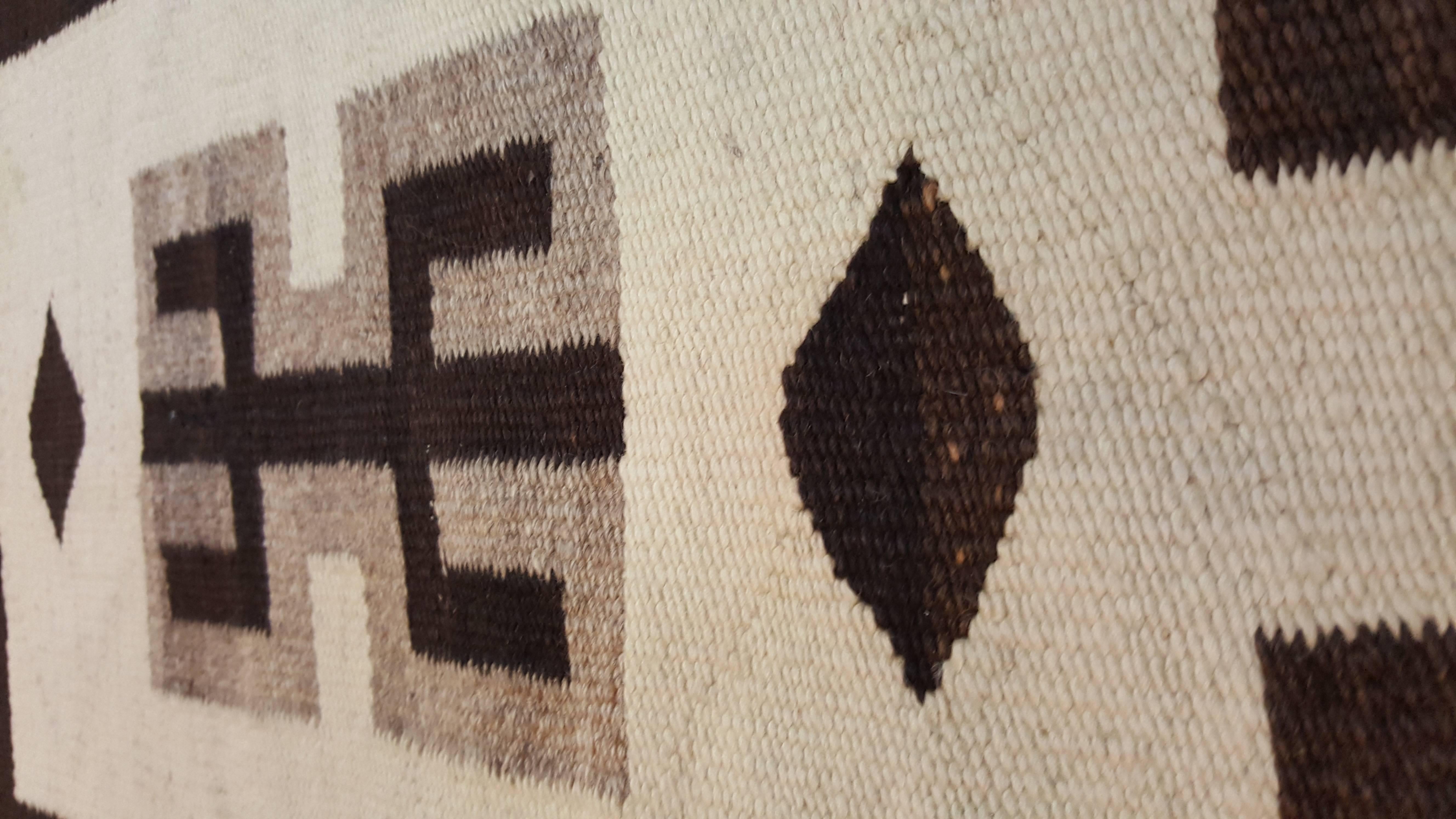 Antique Navajo Rug, Handmade Wool Oriental Rug, Beige and Brown 1