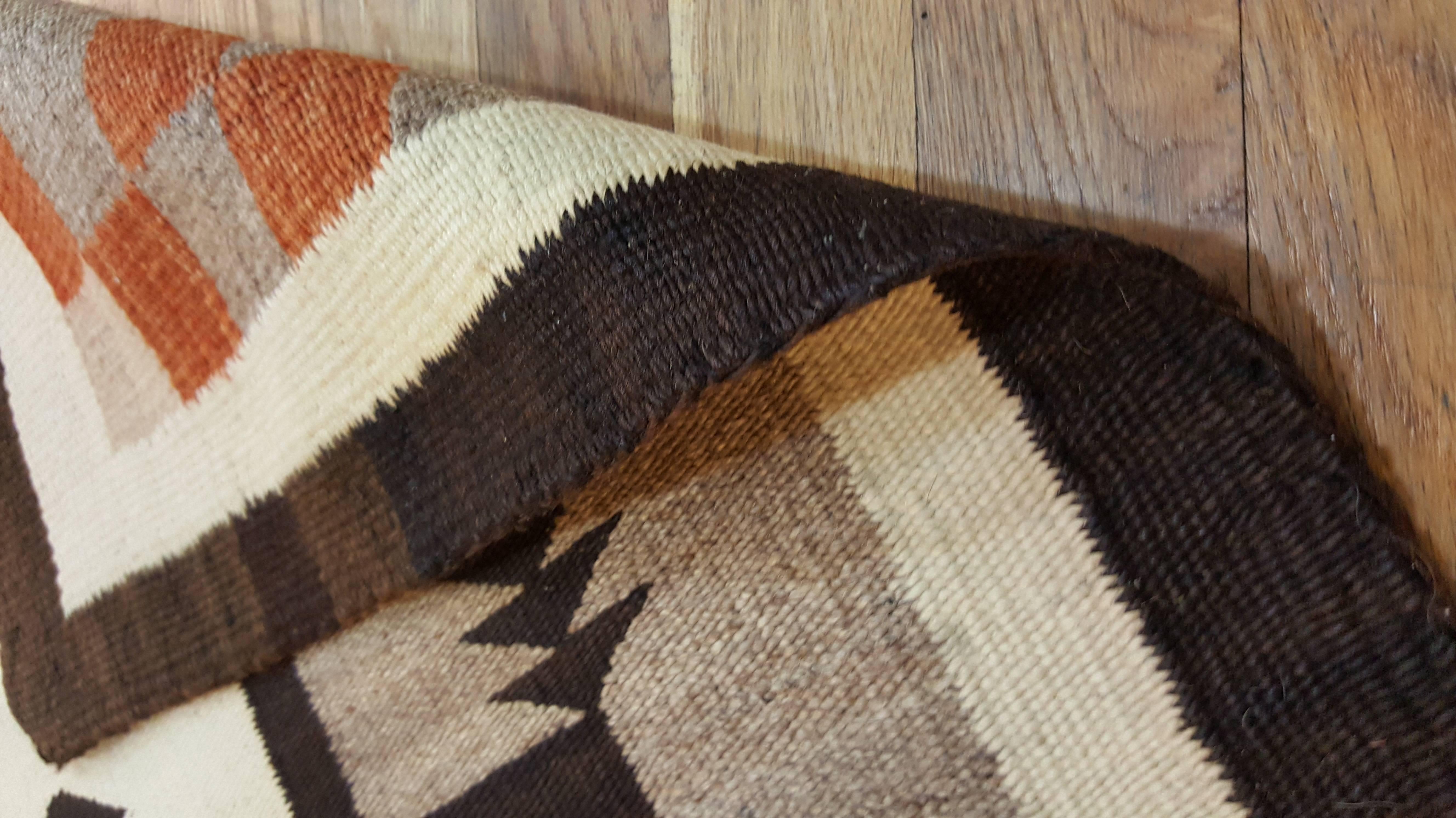 Antique Navajo Rug, Handmade Wool Oriental Rug, Beige and Brown 2