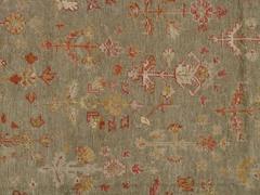 Antique Turkish Oushak Carpet, Handmade Wool Oriental Rug, Green Rug
