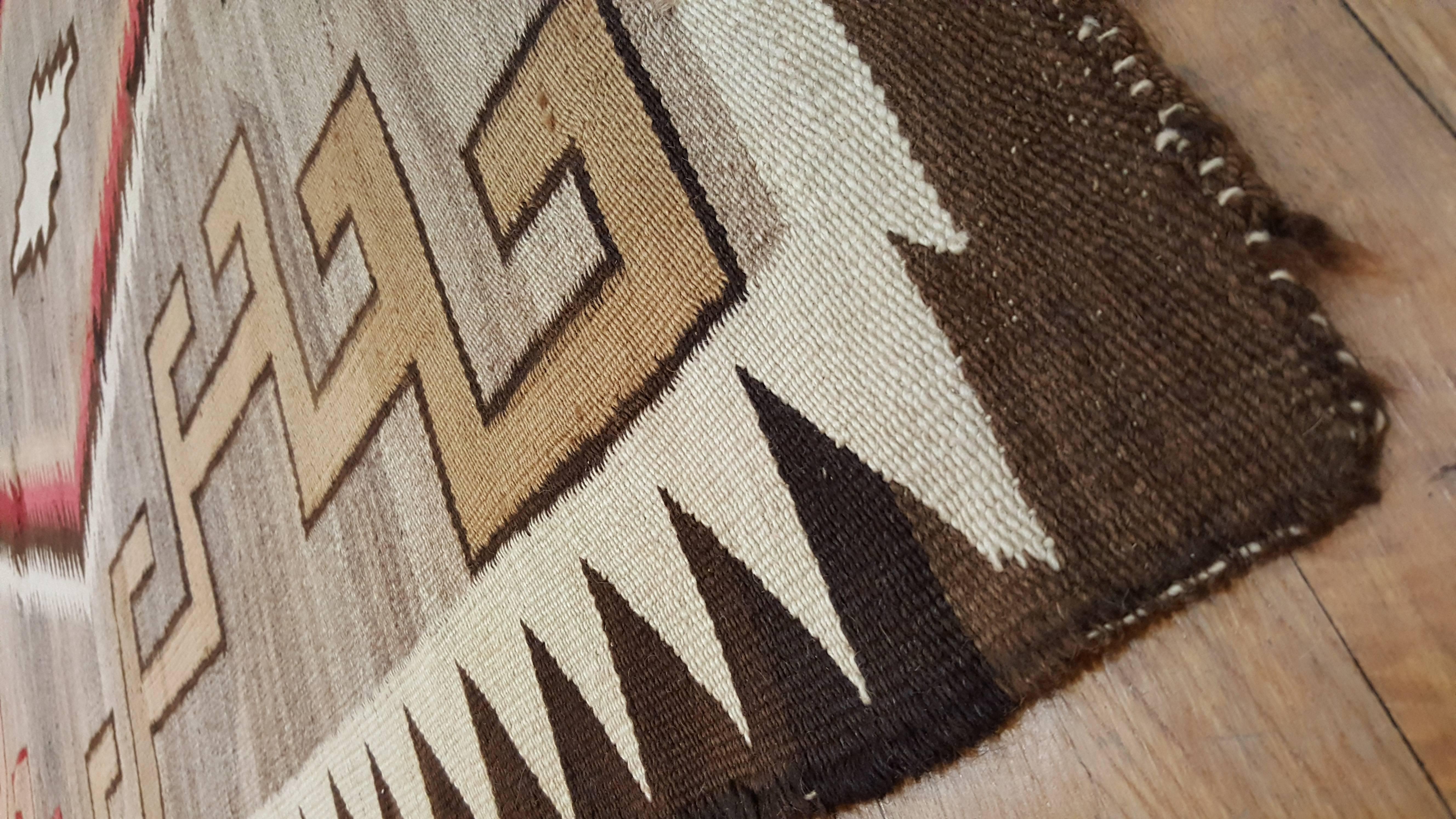 Hand-Knotted Antique Navajo Rug, Handmade Rug, Oriental Rug, Grey Rug