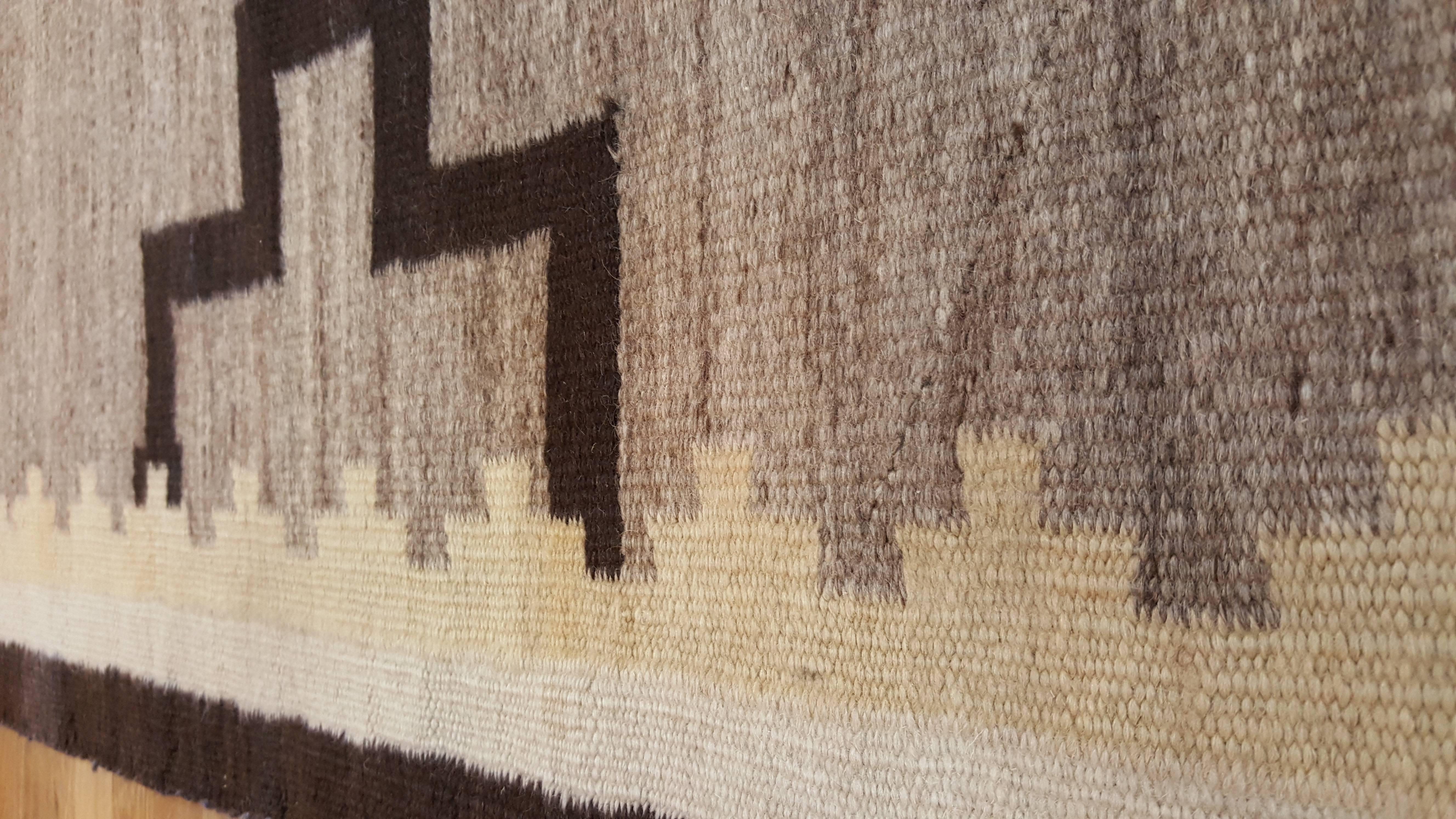 Antique Navajo Carpet, Oriental Rug, Handmade Wool Rug, Gray Color 1