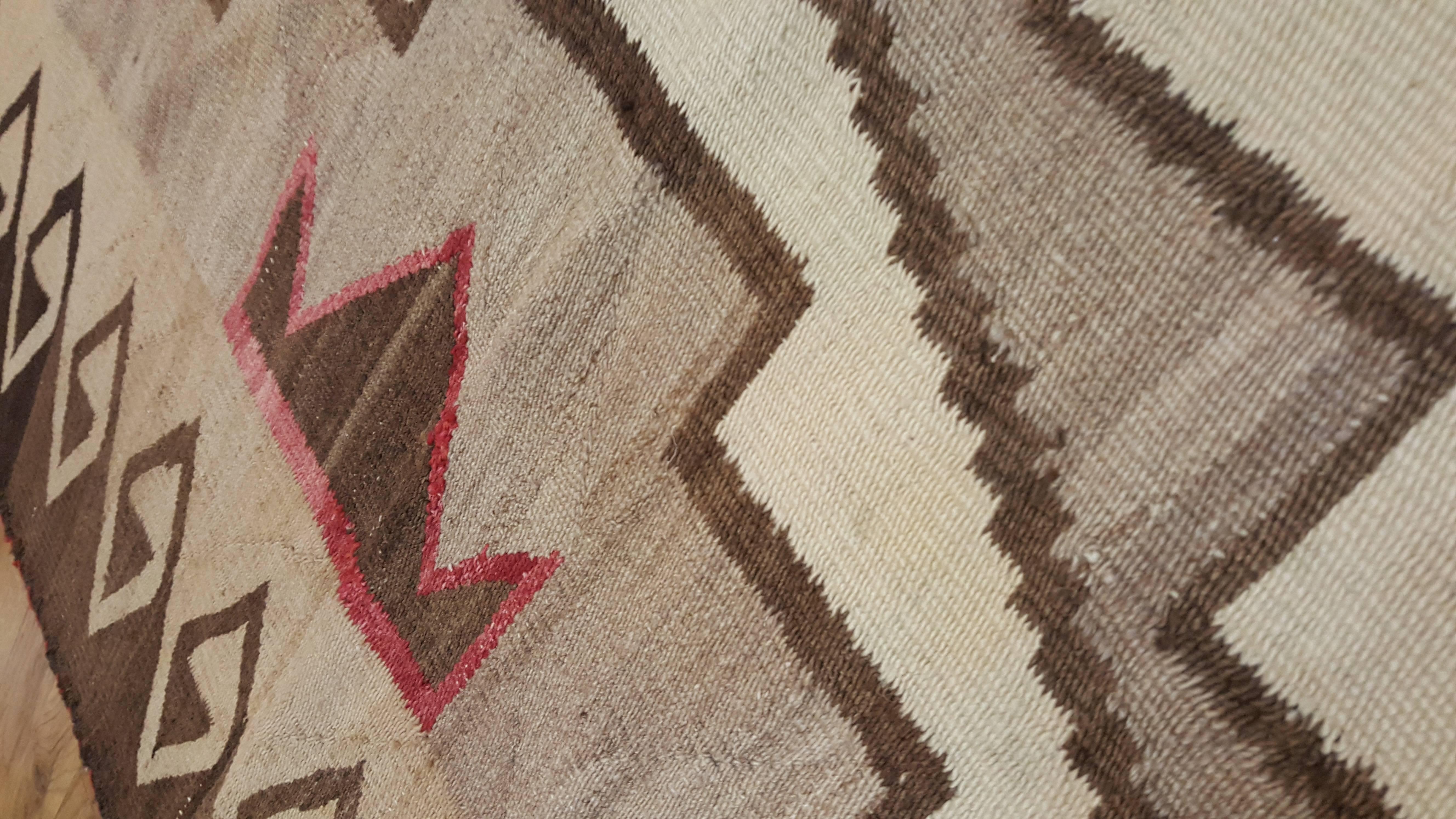 Mid-20th Century Antique Navajo Carpet, Oriental Rug, Handmade Wool Rug, Gray Color