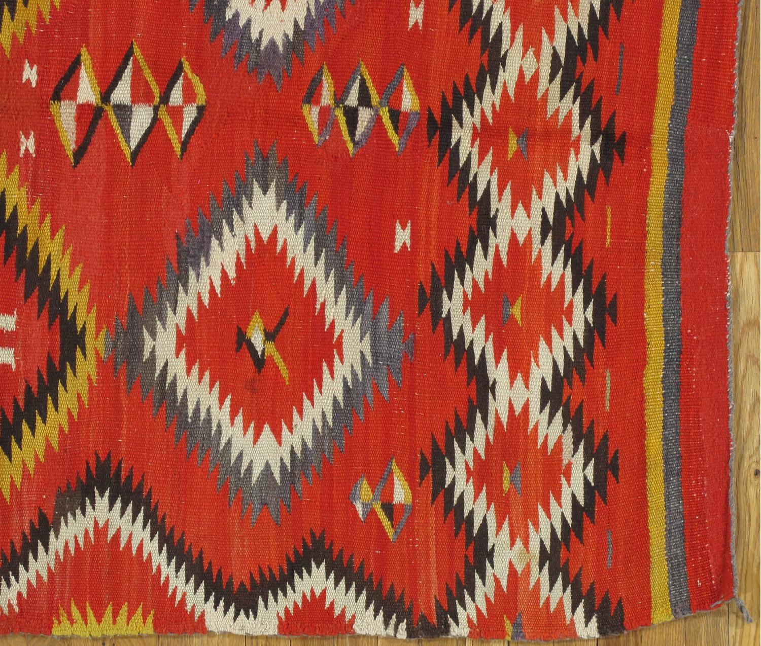 Antique Navajo Blanket, Oriental Rug, Handmade Wool Rug, Red Color For