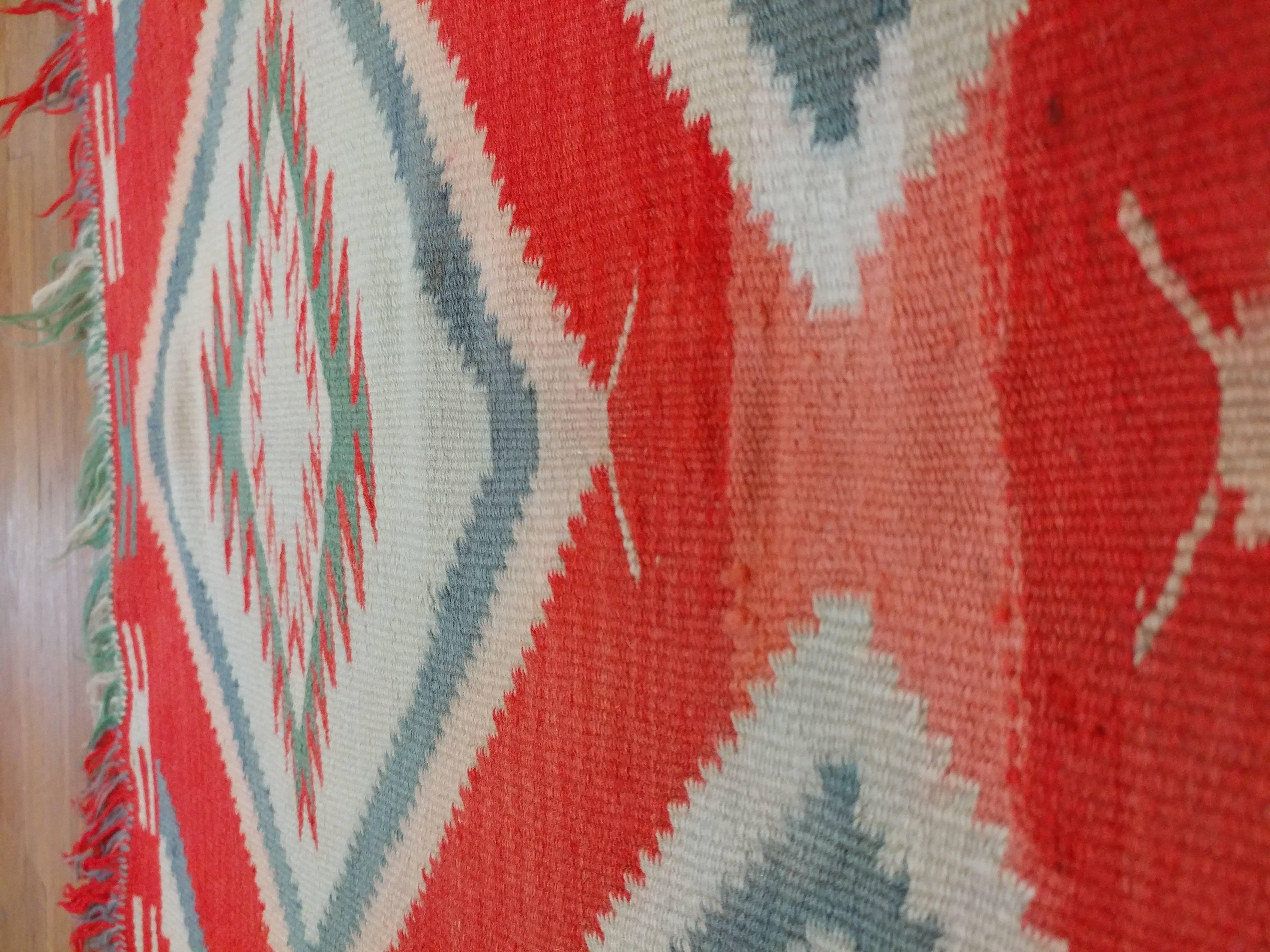 American Antique Navajo Germantown Child Blanket, Oriental Handmade Wool Rug