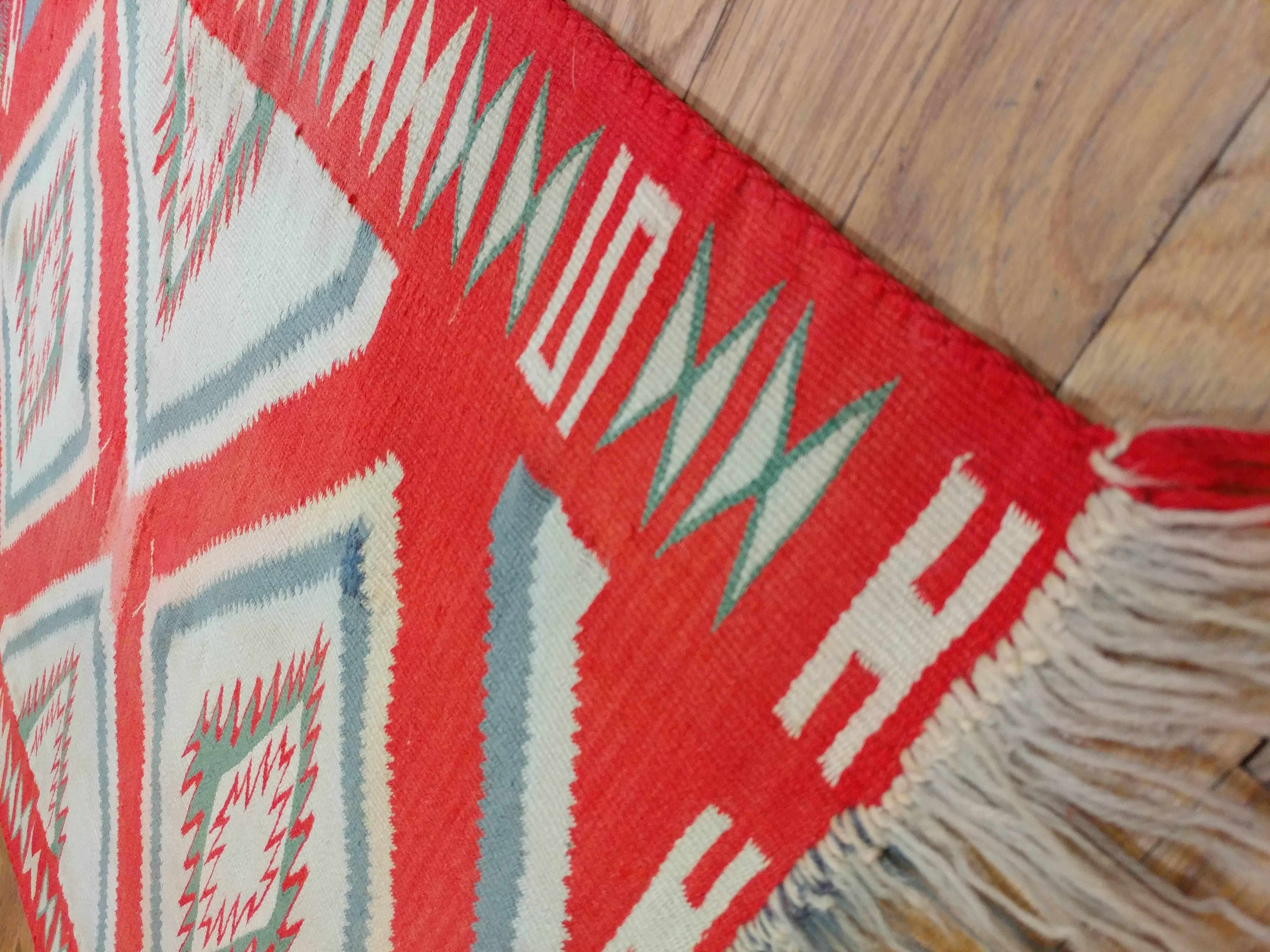 Antique Navajo Germantown Child Blanket, Oriental Handmade Wool Rug 1