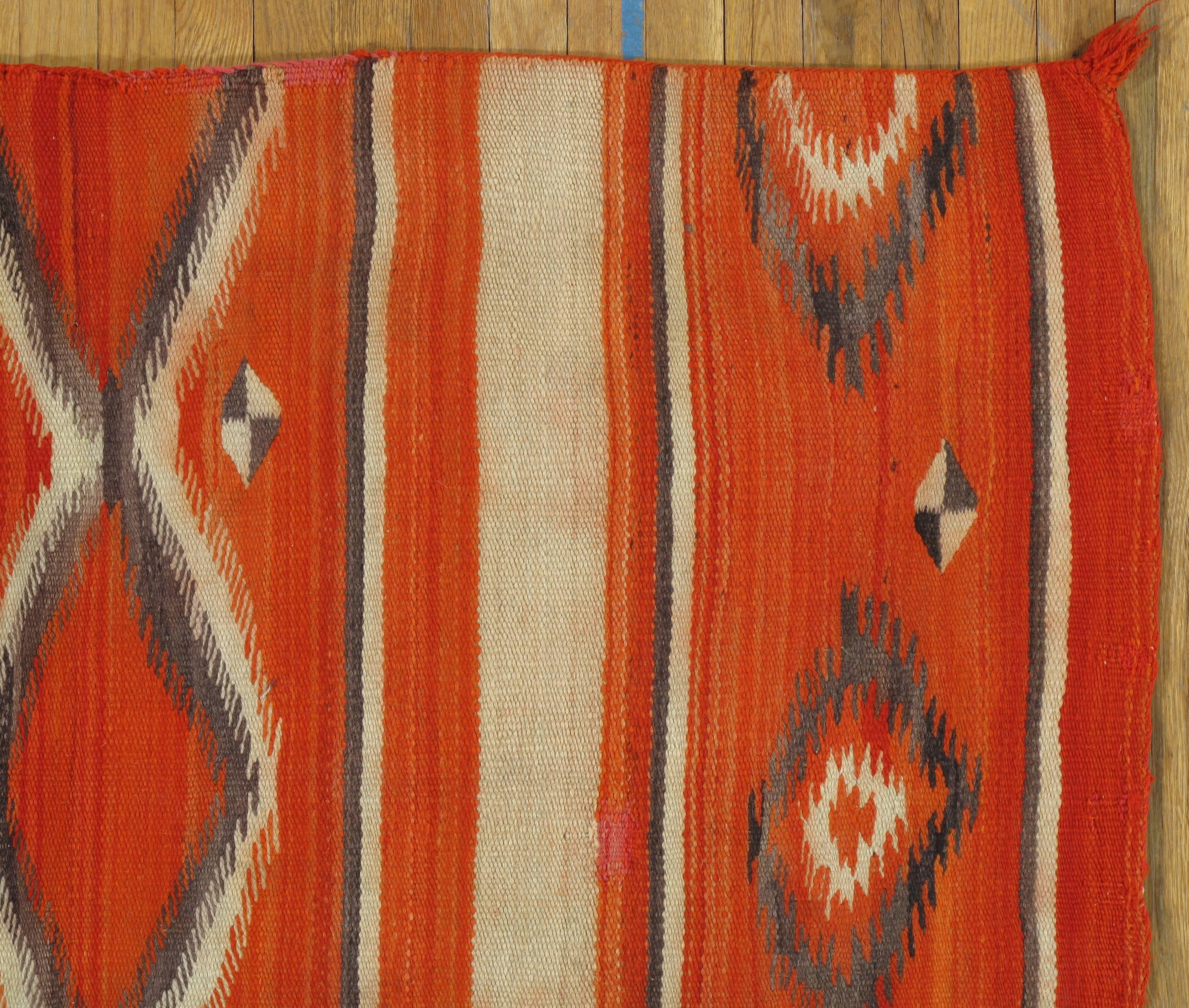 American Antique Navajo Carpet, Oriental Rug, Handmade Wool Rug, Red Color