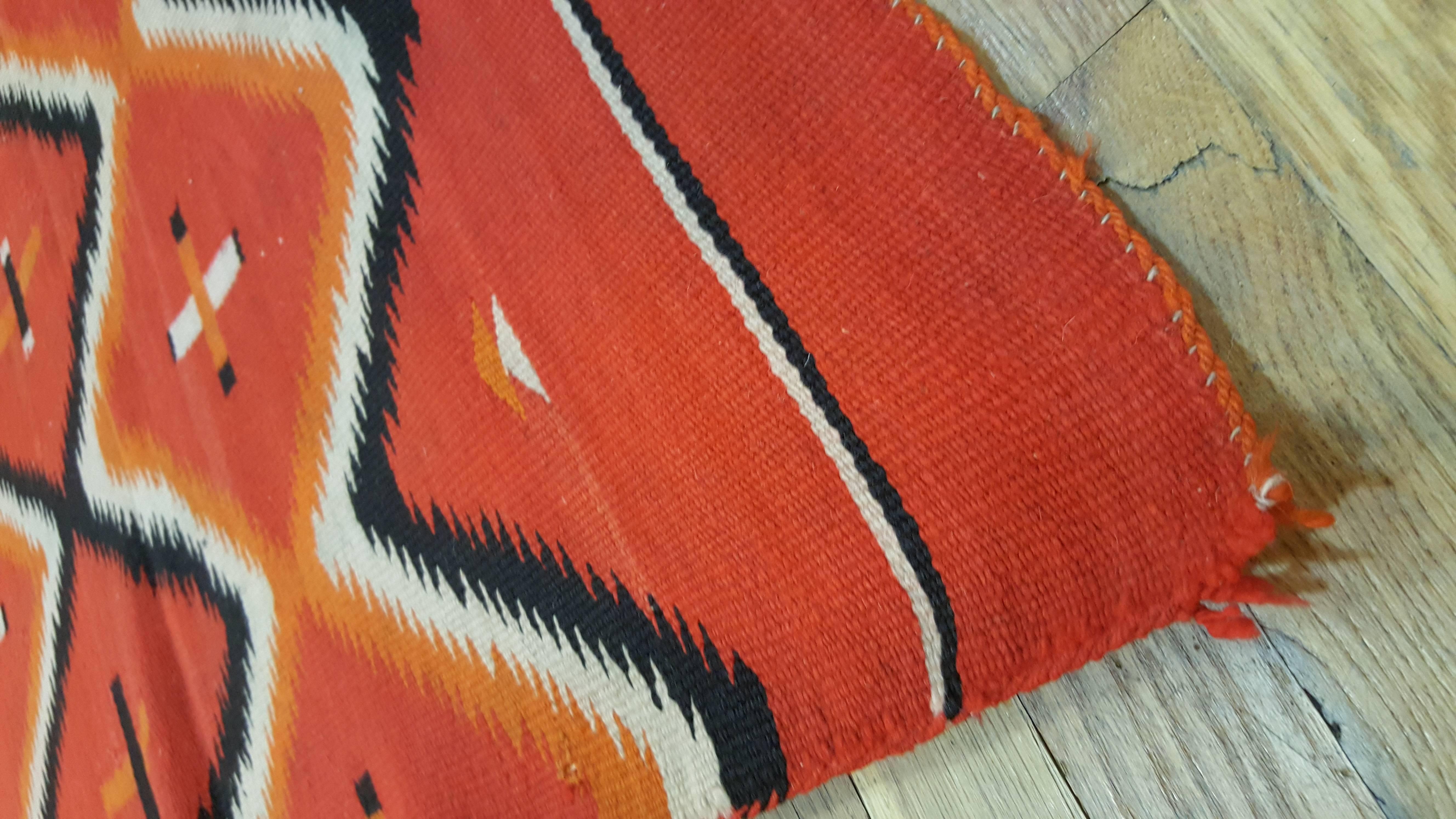 Hand-Knotted Antique Navajo Trans Blanket, Oriental Rug, Handmade Wool Rug, Orange