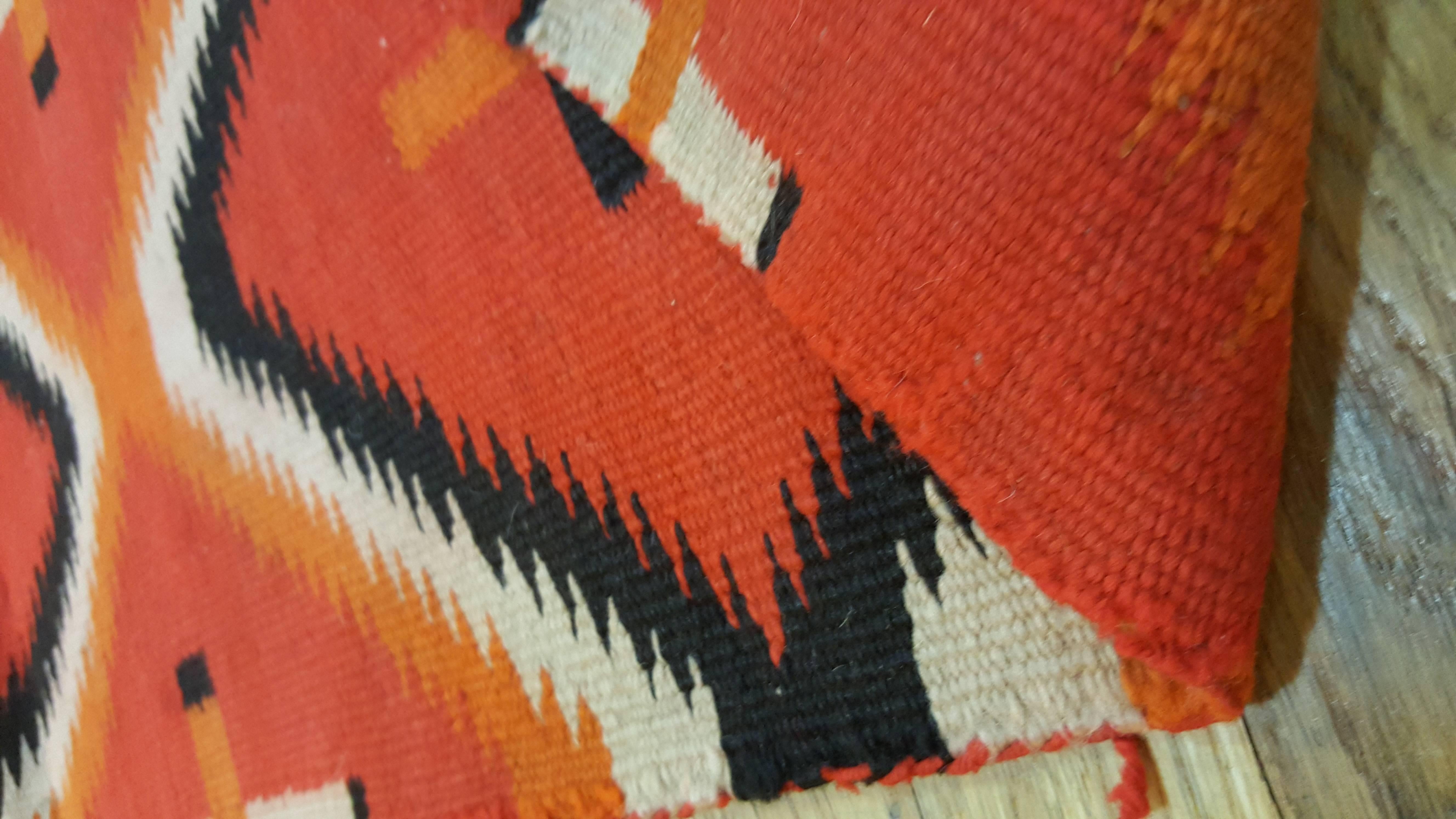 Antique Navajo Trans Blanket, Oriental Rug, Handmade Wool Rug, Orange In Good Condition In Port Washington, NY
