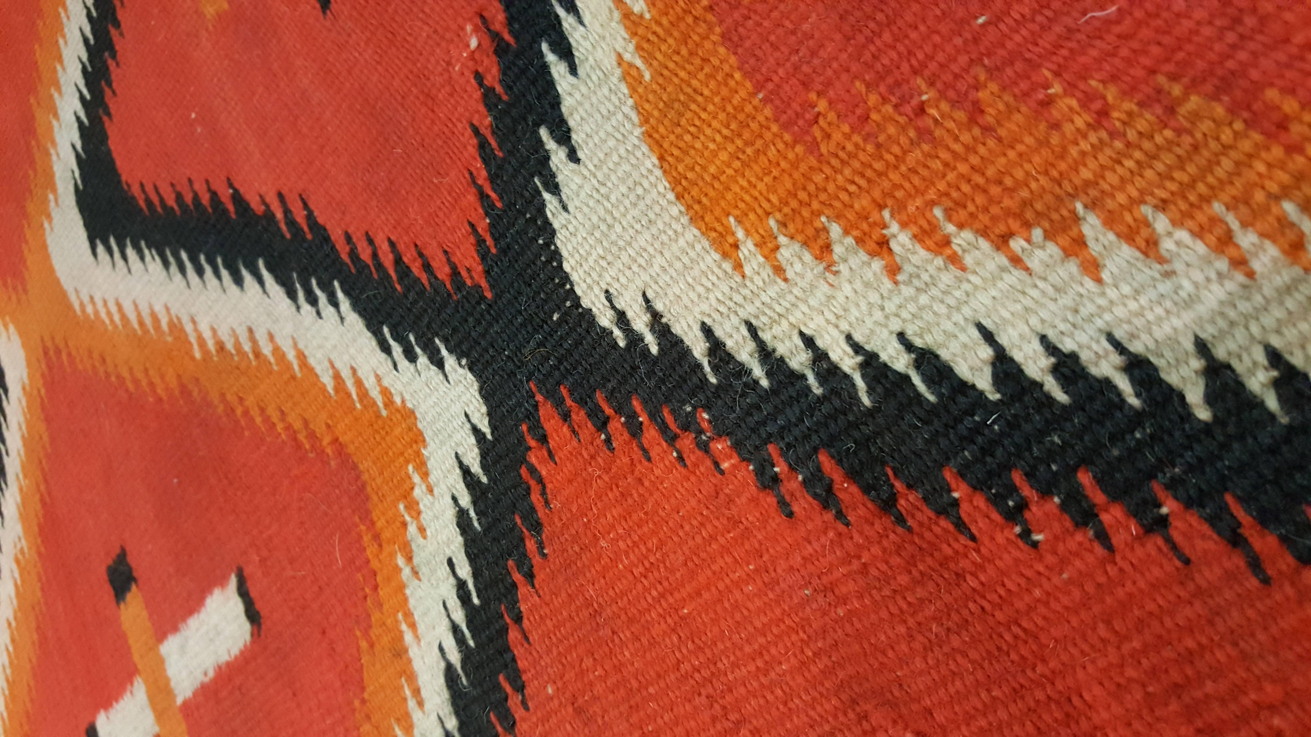 19th Century Antique Navajo Trans Blanket, Oriental Rug, Handmade Wool Rug, Orange