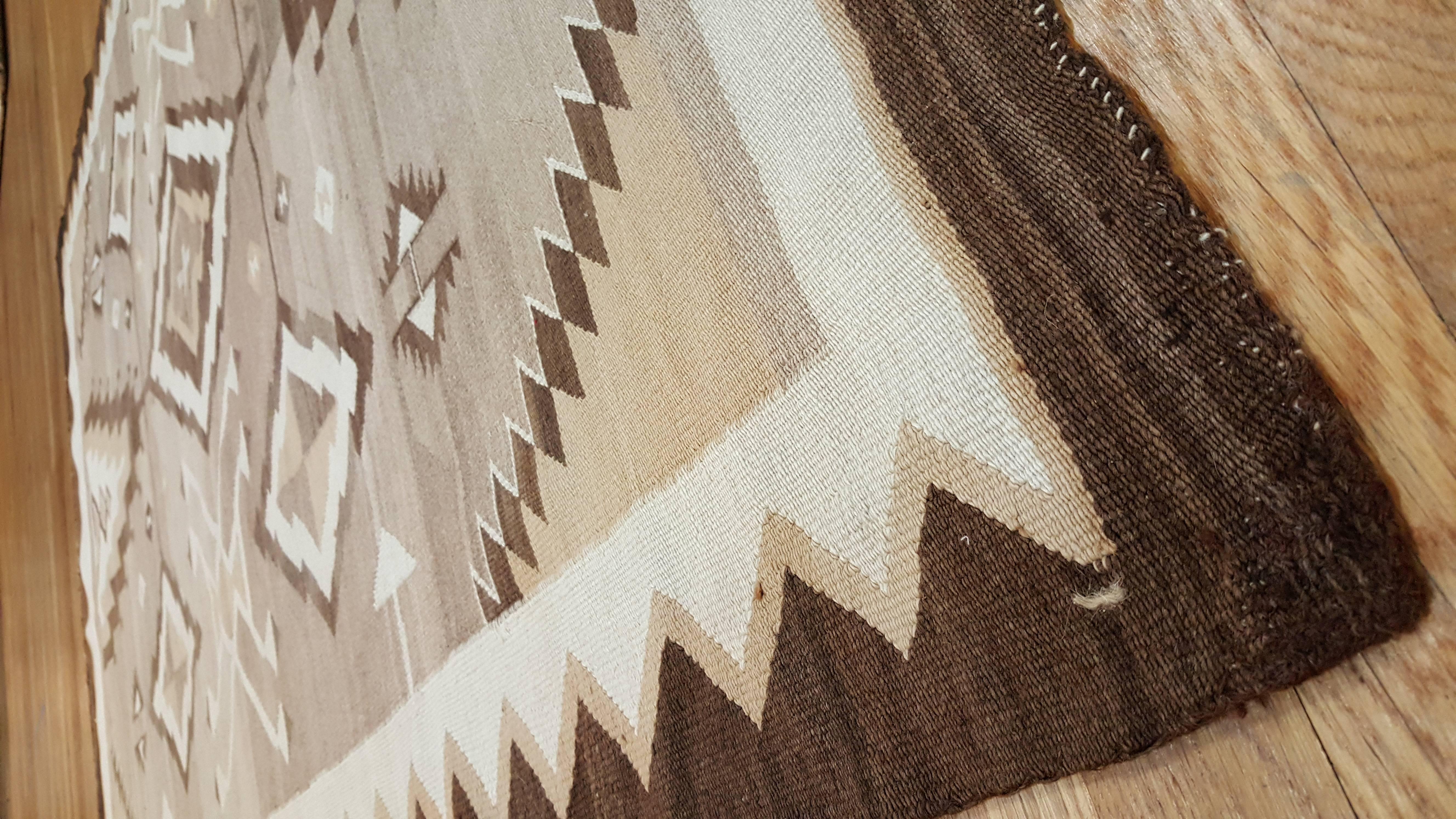 20th Century Antique Navajo Carpet, Oriental Rug, Handmade Wool Rug, Gray Color