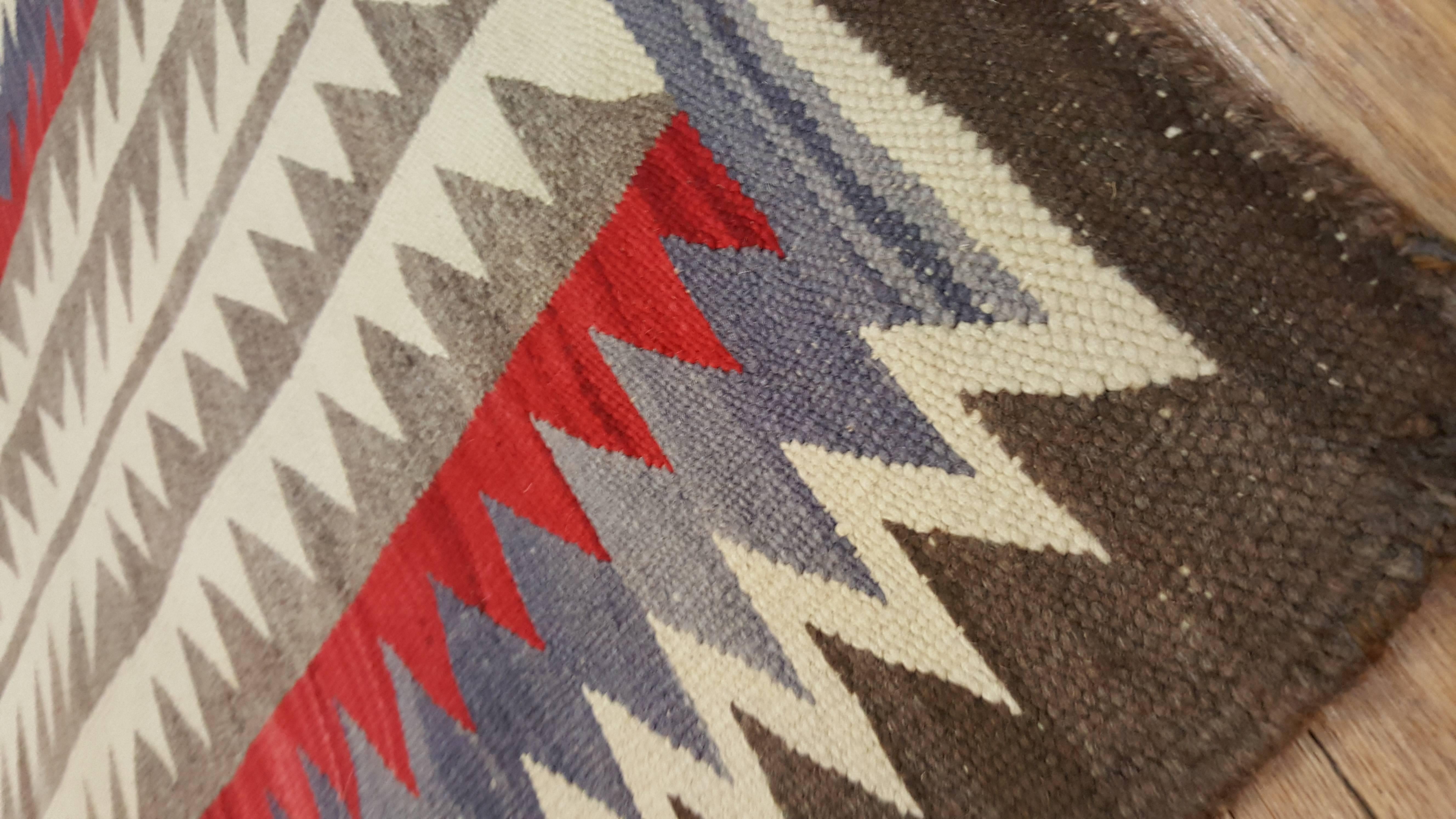 20th Century Antique Navajo Carpet, Oriental Rug, Handmade Wool Rug, Beige Color