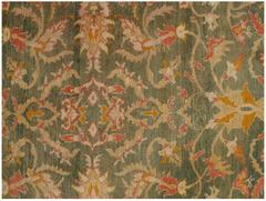 Oushak Carpet, Turkish Rugs, Handmade Oriental Rugs, Blue Green Coral Rug