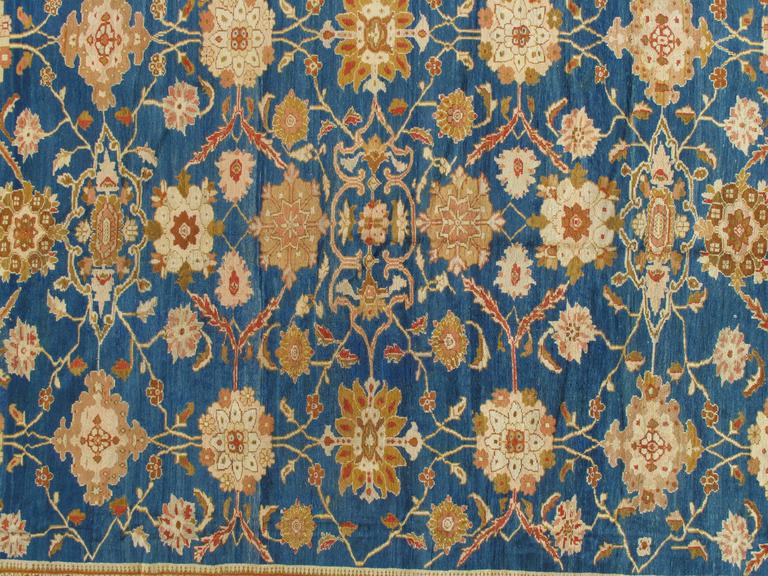 Antique Persian Sultanabad Carpet, Handmade Oriental Rug, Light Blue