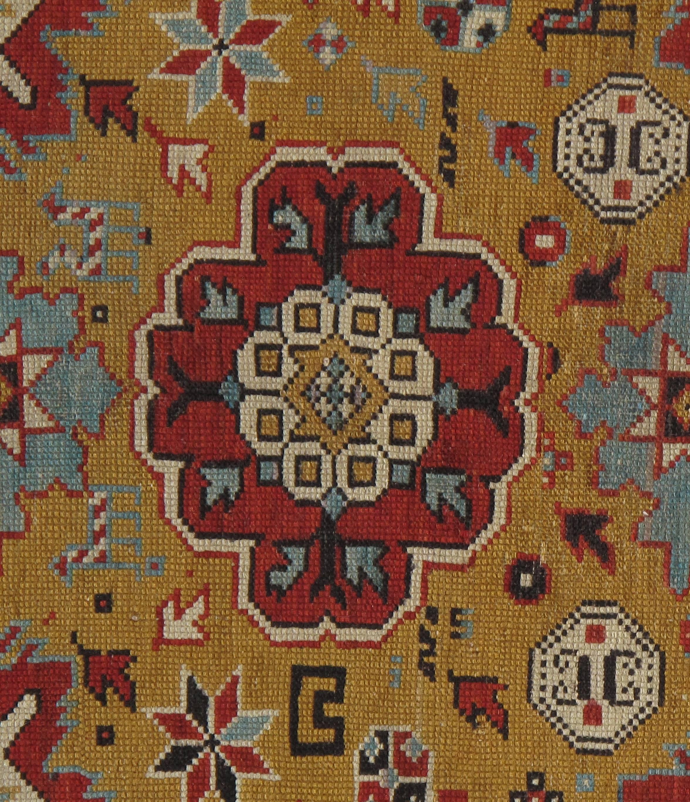 The town of Kuba, like Gendje, was a collection point for rugs from the eponymous mountainous region, due to its location on the Baku-Daghestan road. “Rugs from the Kuba region have intricate designs. They are usually finely knotted, with a closely