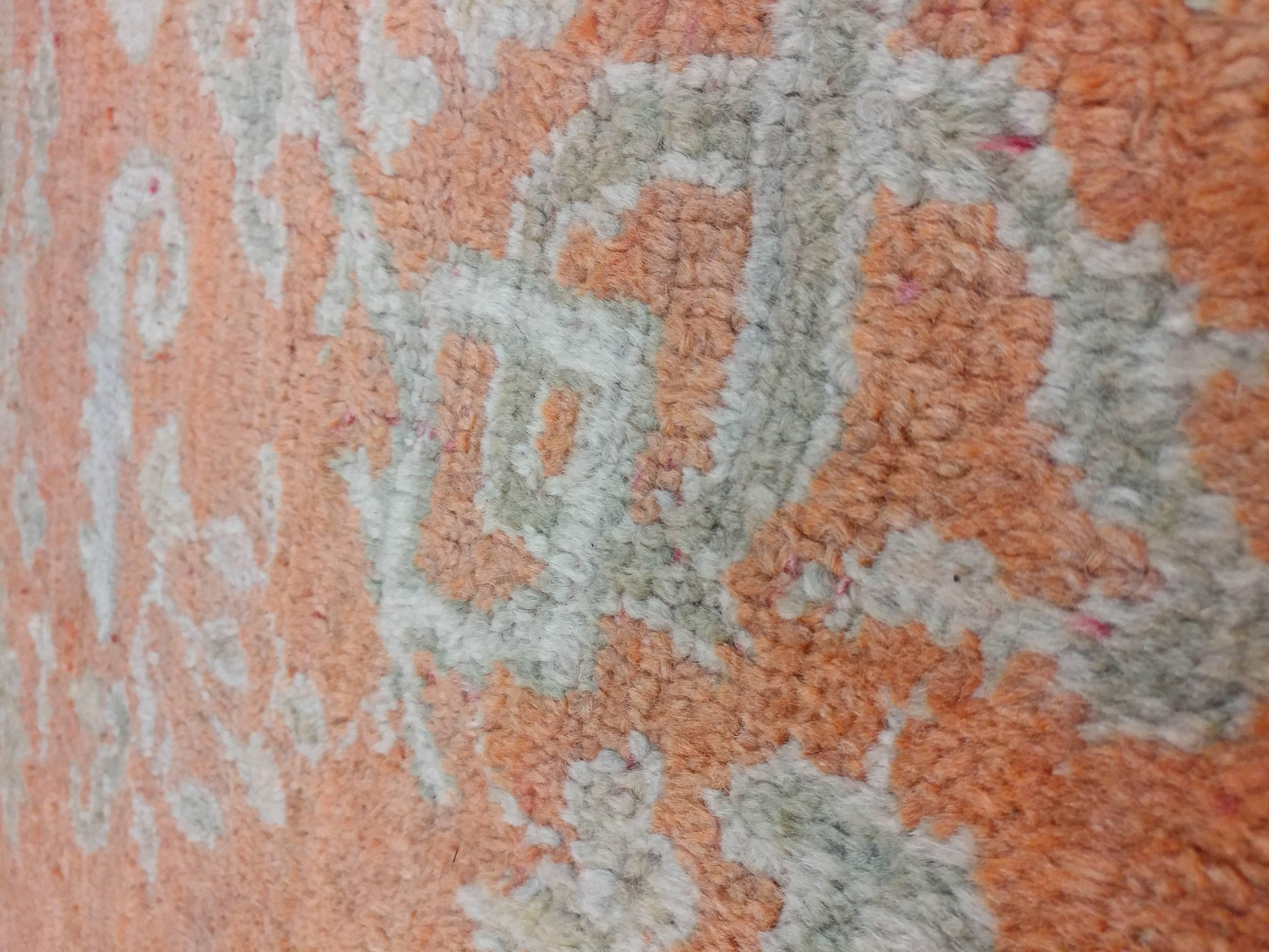 Wool Antique Oushak Carpet, Turkish Rugs, Handmade Oriental Rugs, Ivory Coral Taupe