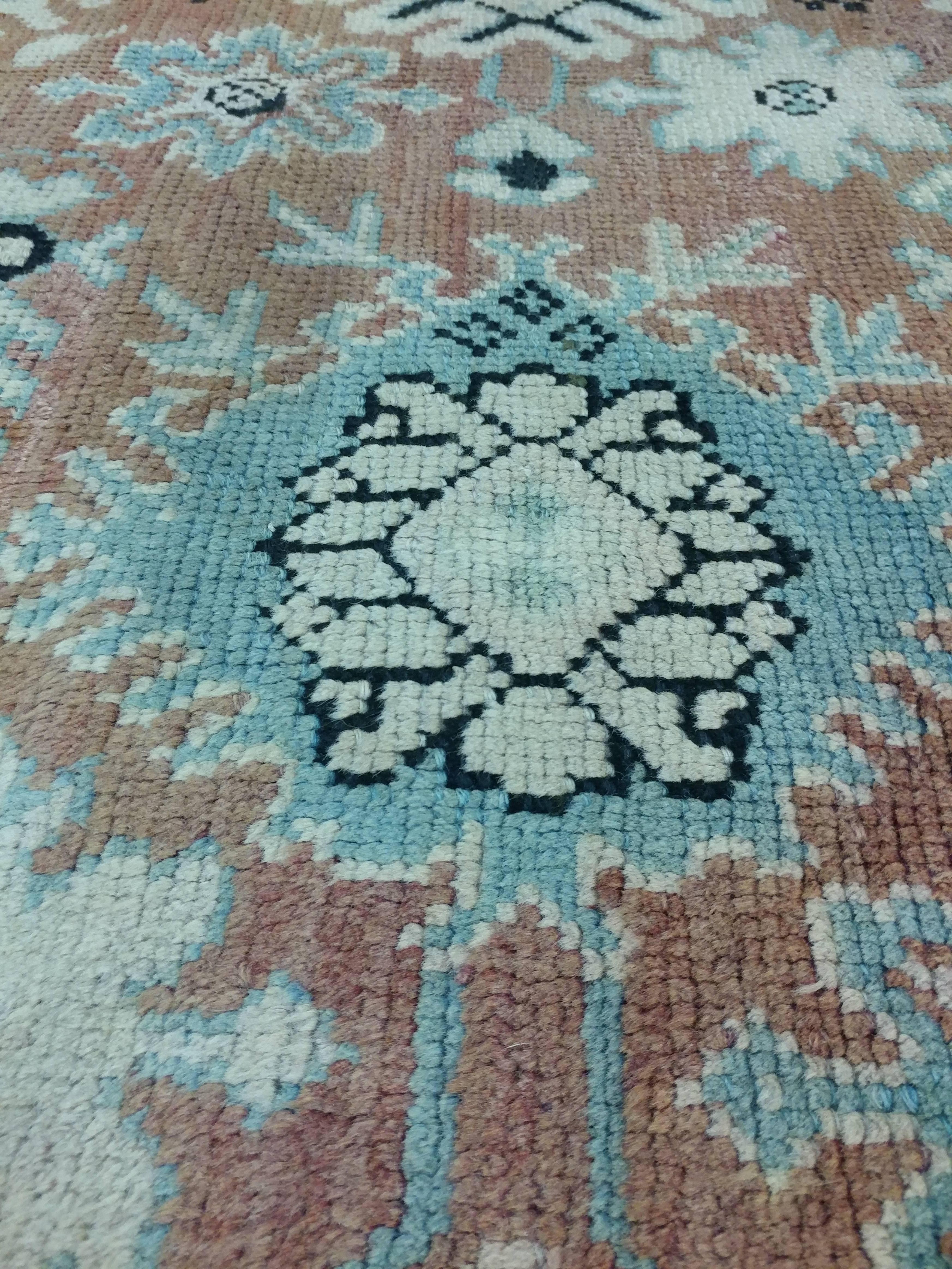 19th Century Antique Oushak Carpet, Red Carpet, Handmade Carpet, Turkish Carpet, Brown, Green For Sale