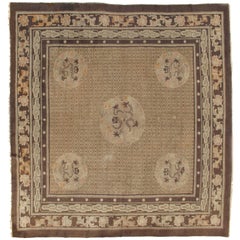 Antique Chinese Carpet, Oriental Rug, Handmade Soft Brown Caramel, Dragon Design