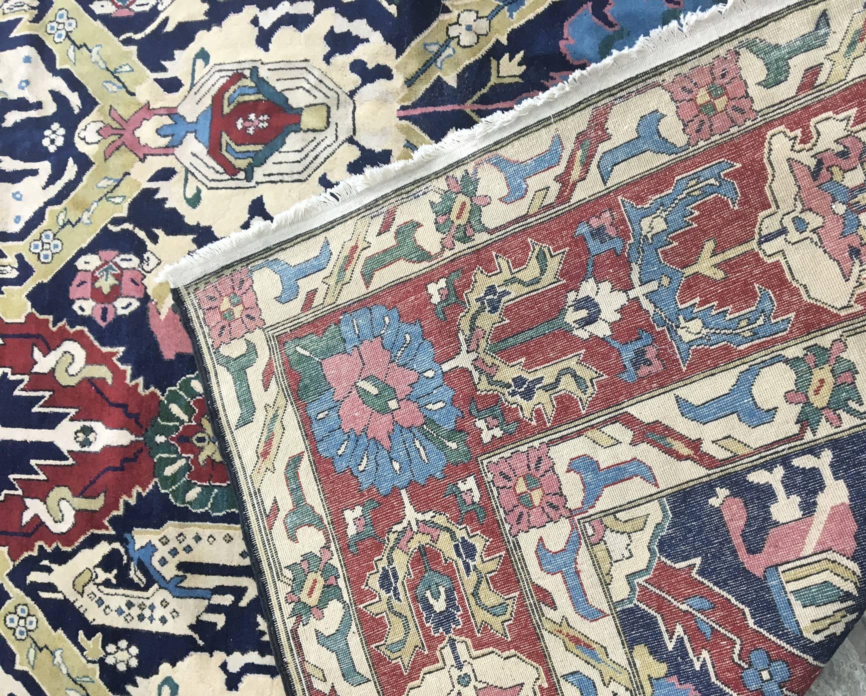 Antique Tabriz Carpet, Dragon Design, Handmade Oriental Rug Red, Blue, Gold In Excellent Condition In Port Washington, NY