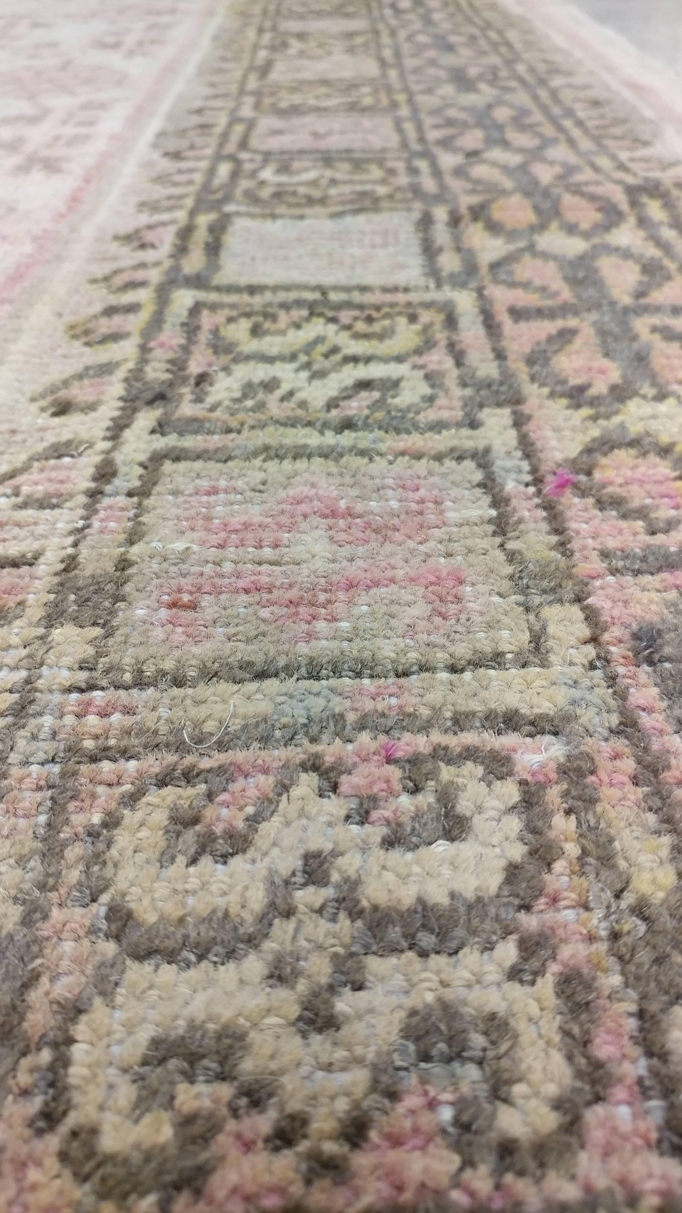 Antique Khotan Rug, Deco Handmade Oriental Rug, Brown and Pink Rug In Good Condition For Sale In Port Washington, NY