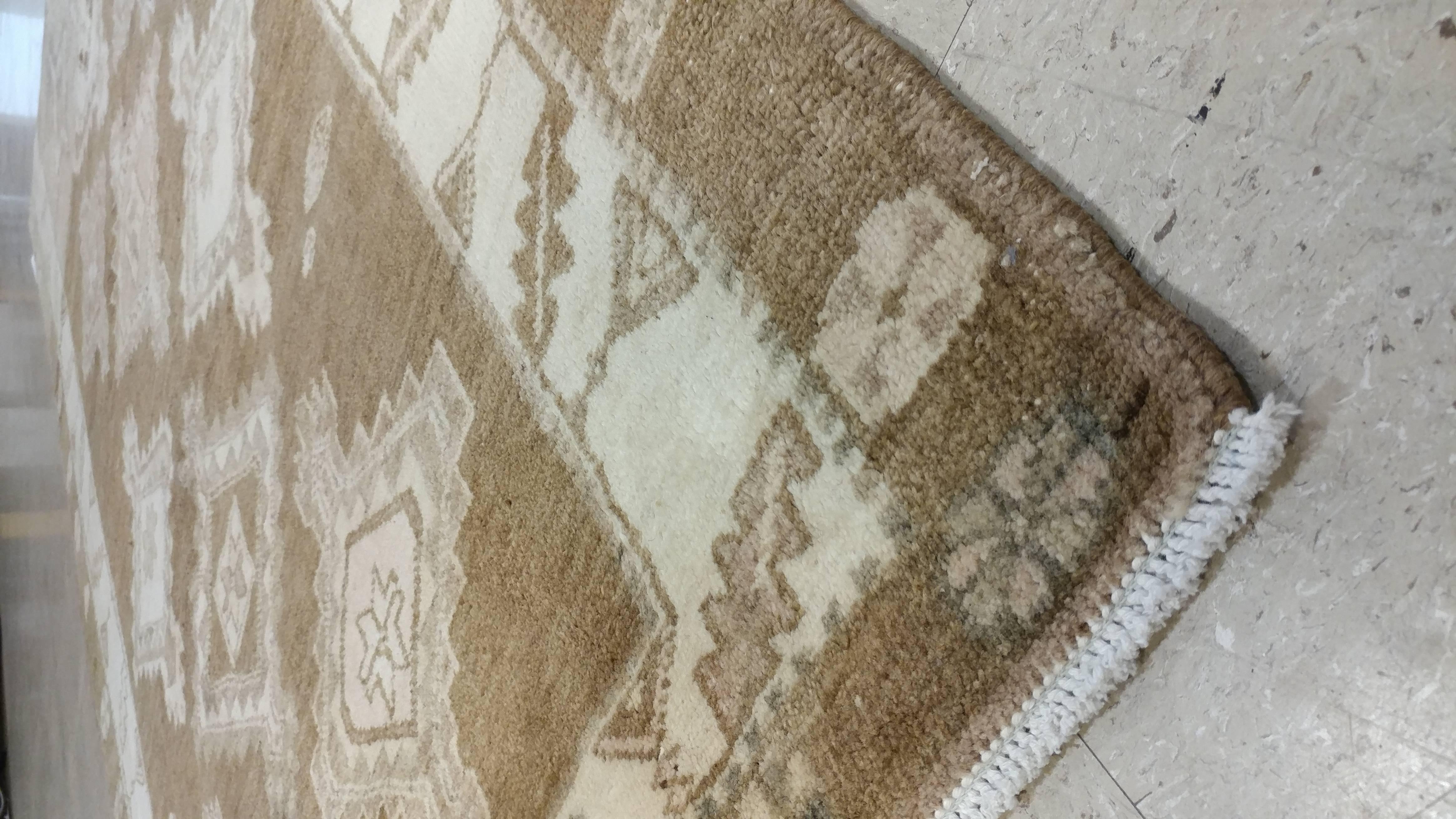Turkish Vintage Anatolian Kars Carpet, Handmade Wool Oriental Rug, Tan Rug
