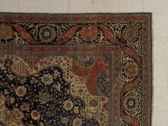 Antique Persian Mohtasham Kashan Rug, Handmade Oriental Rug, Ivory, Navy, Orange