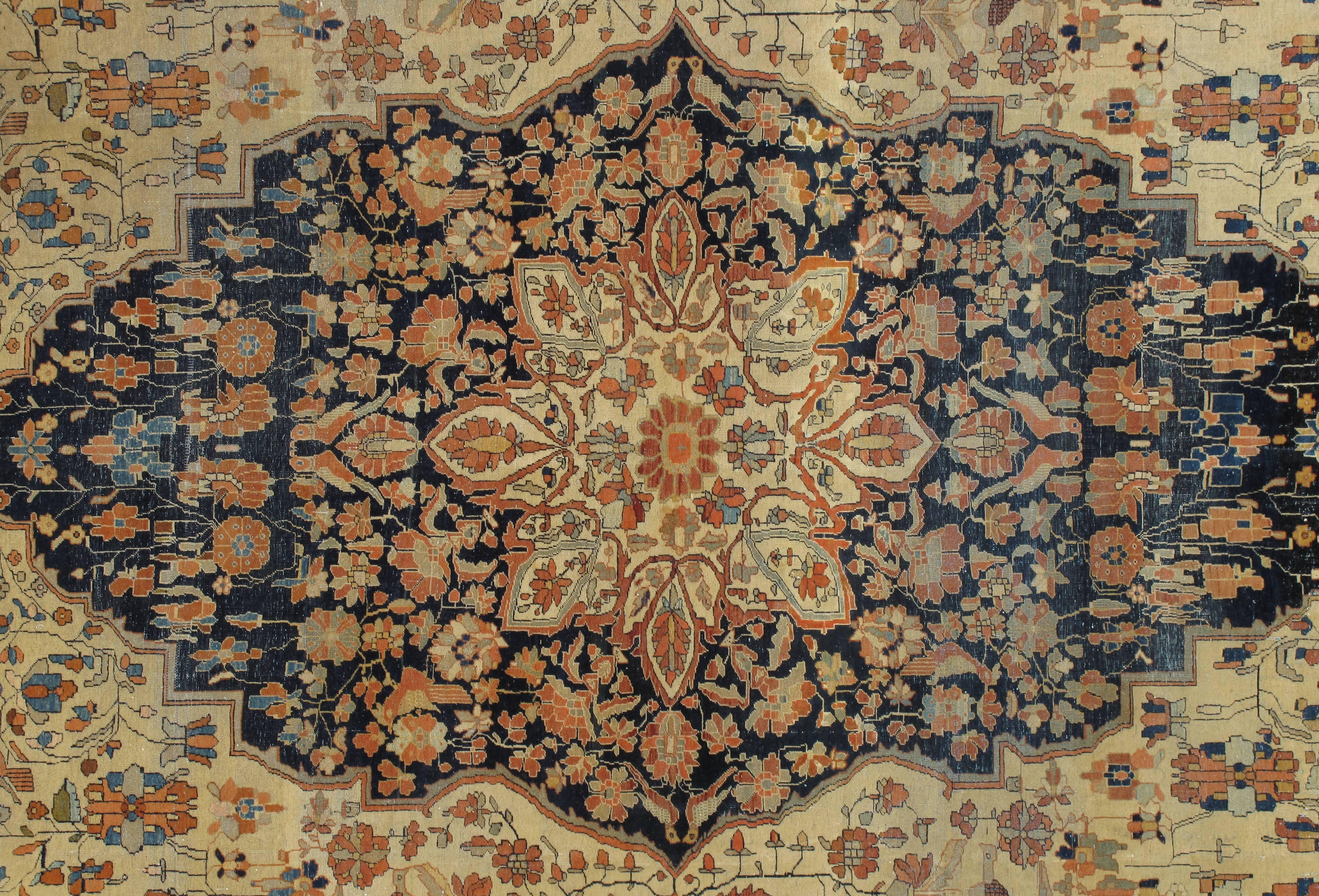 The best of Kashan’s from the late 19th and early 20th centuries are referred to as Motasham Kashan’s. They are some of the most finely woven of all Persian rugs, characterized by a beautiful sheen. 
Please contact us for more info. Size 8'6" x