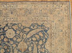 Antique Tabriz Carpet, Handmade Persian Rug in Floral Gold, Blue and Taupe