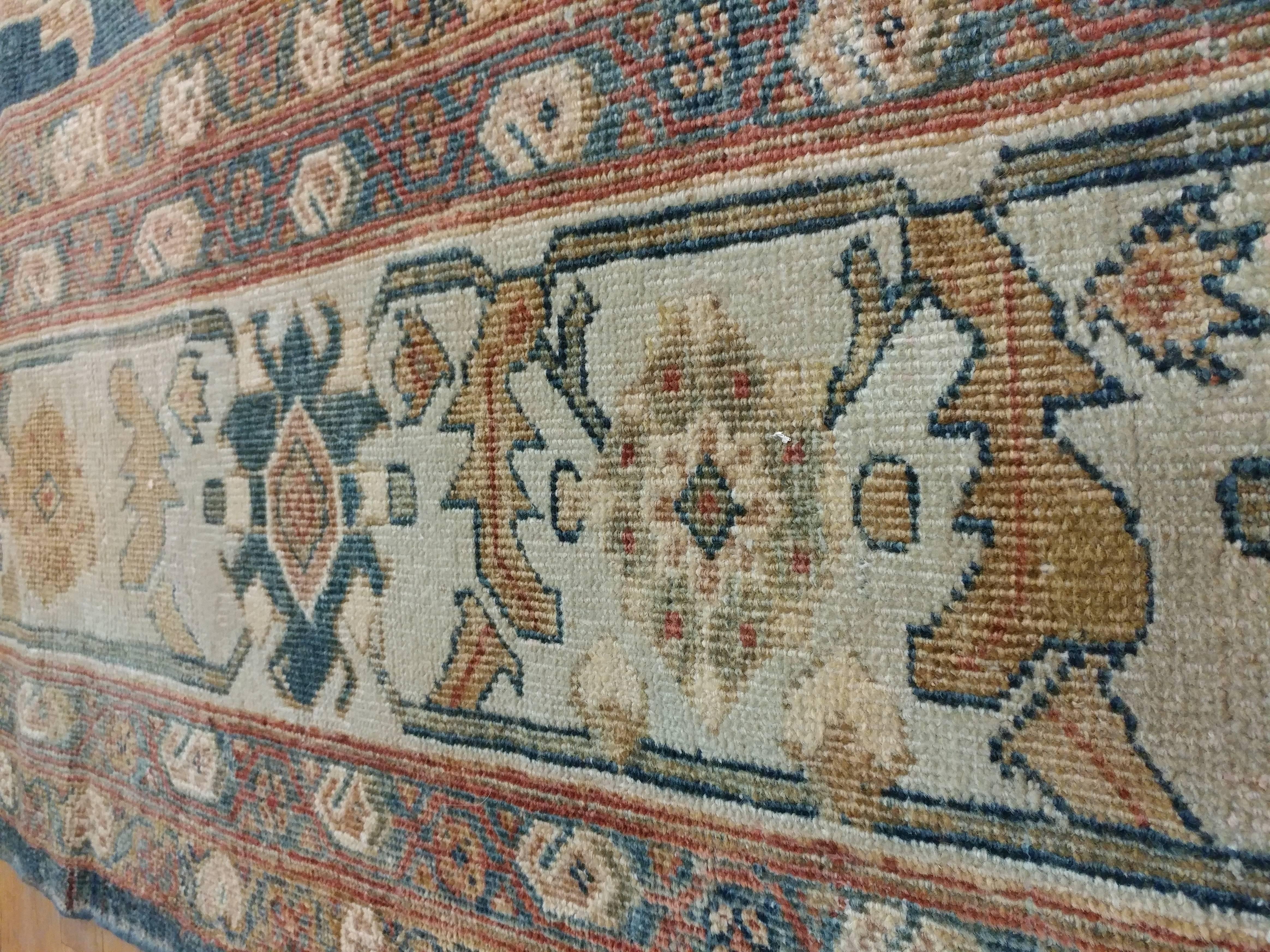 Antique Sultanabad Carpet, Persian Handmade Wool Rug, Soft Navy, Light Blue Ivor 2